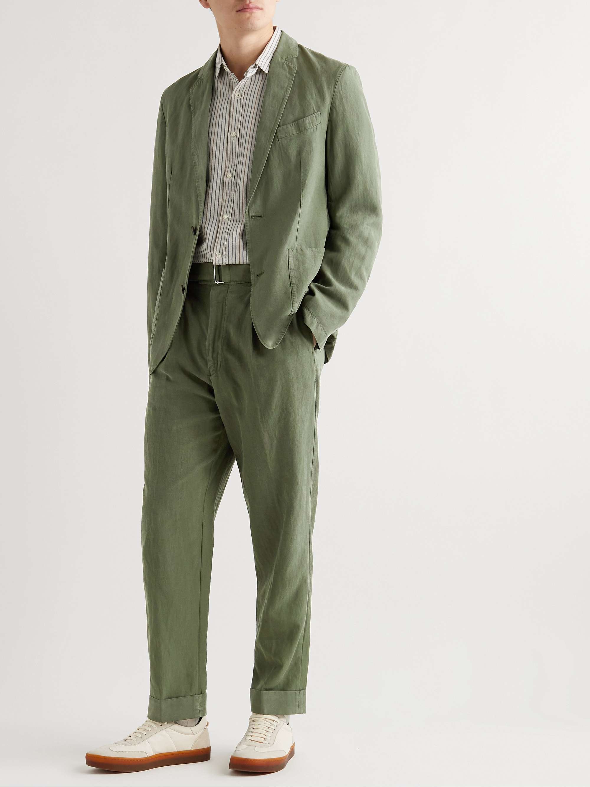 OFFICINE GENERALE Hugo Tapered Belted TENCEL Lyocell-Blend Twill Trousers
