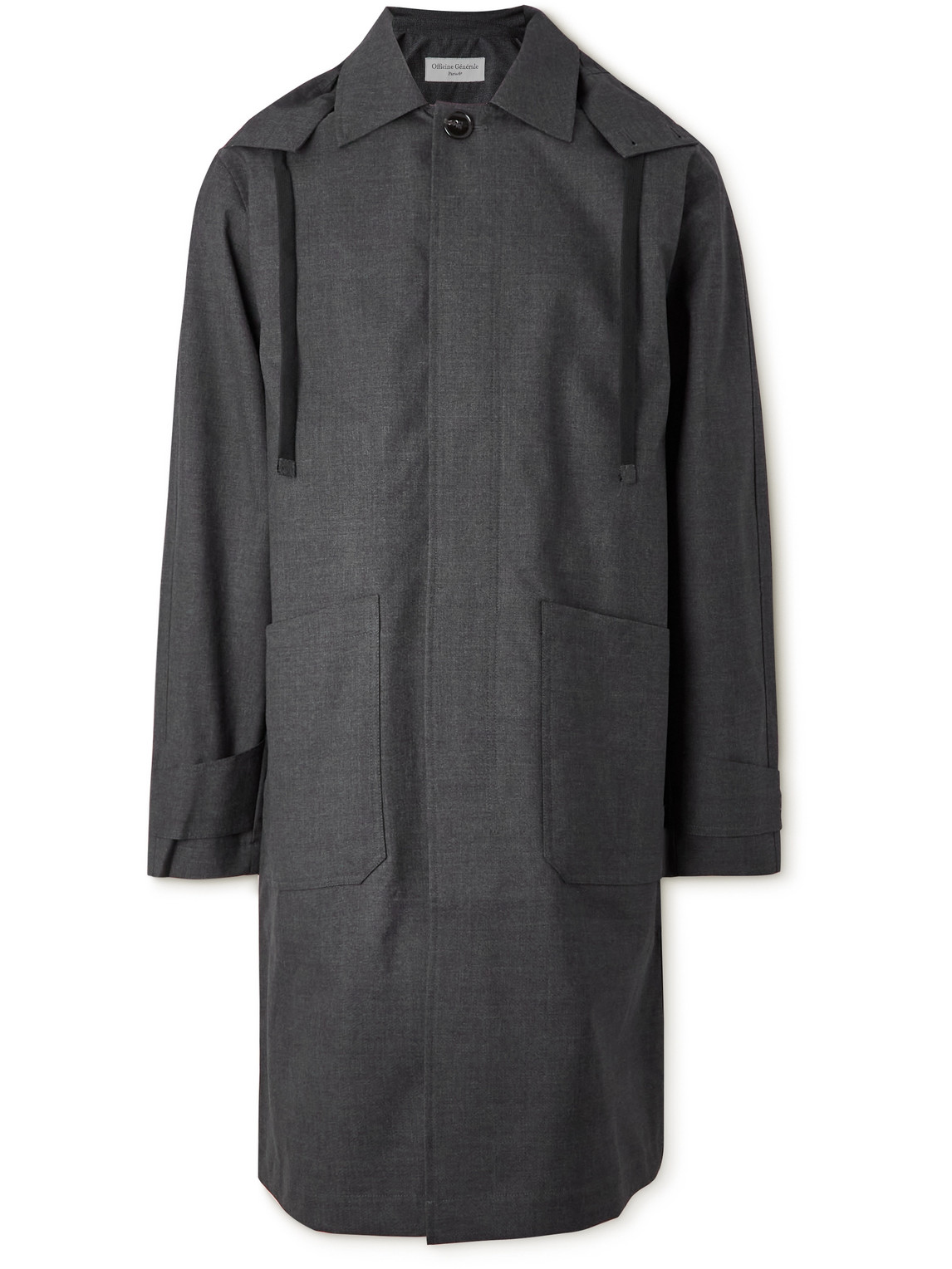 OFFICINE GENERALE ARCHIBALD WOOL-BLEND HOODED TRENCH COAT