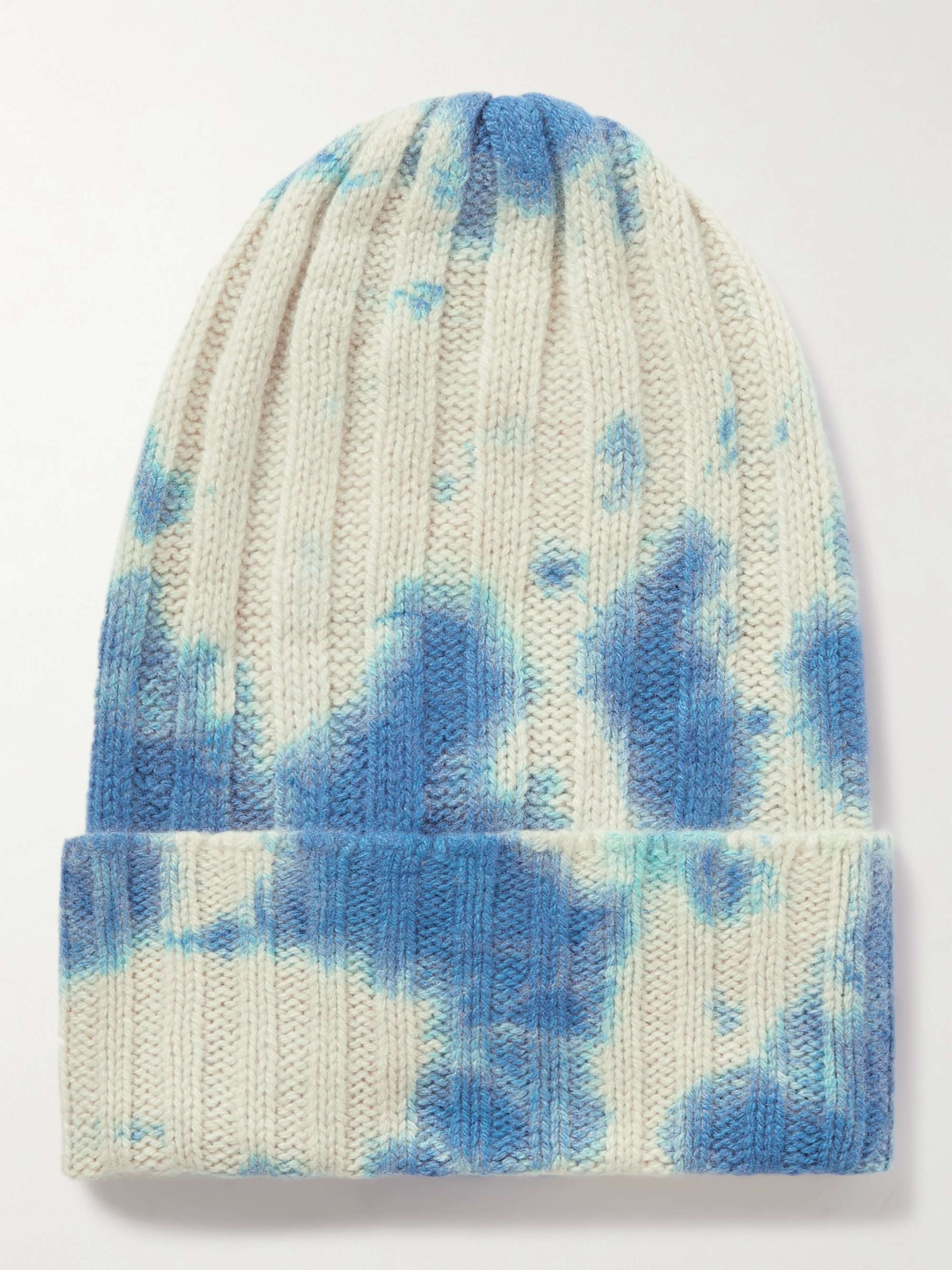 THE ELDER STATESMAN Tie-Dyed Ribbed Cashmere Beanie