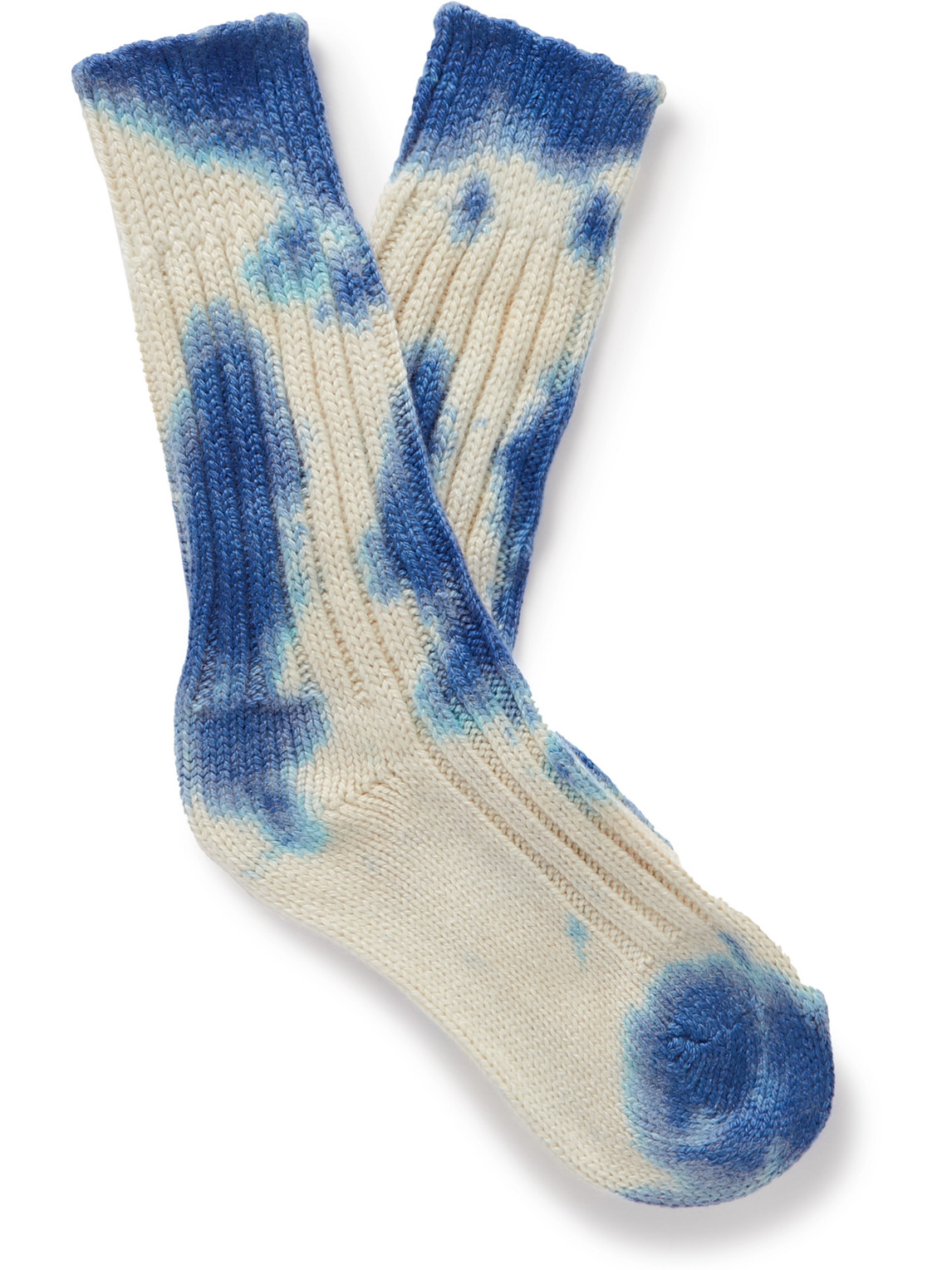 the elder statesman - hot yosemite tie-dyed cashmere socks - men - blue