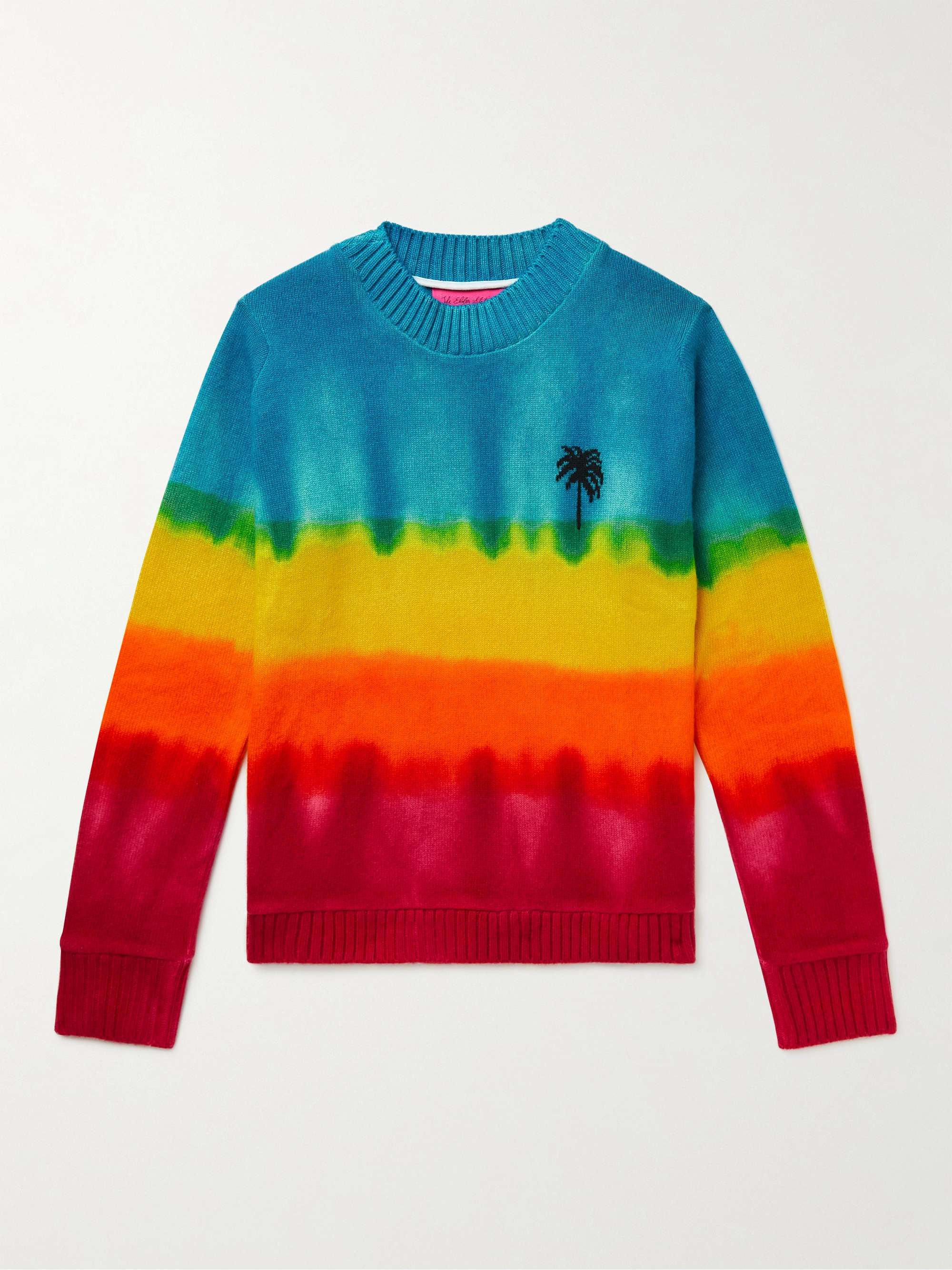 THE ELDER STATESMAN Tie-Dyed Intarsia Cashmere Sweater
