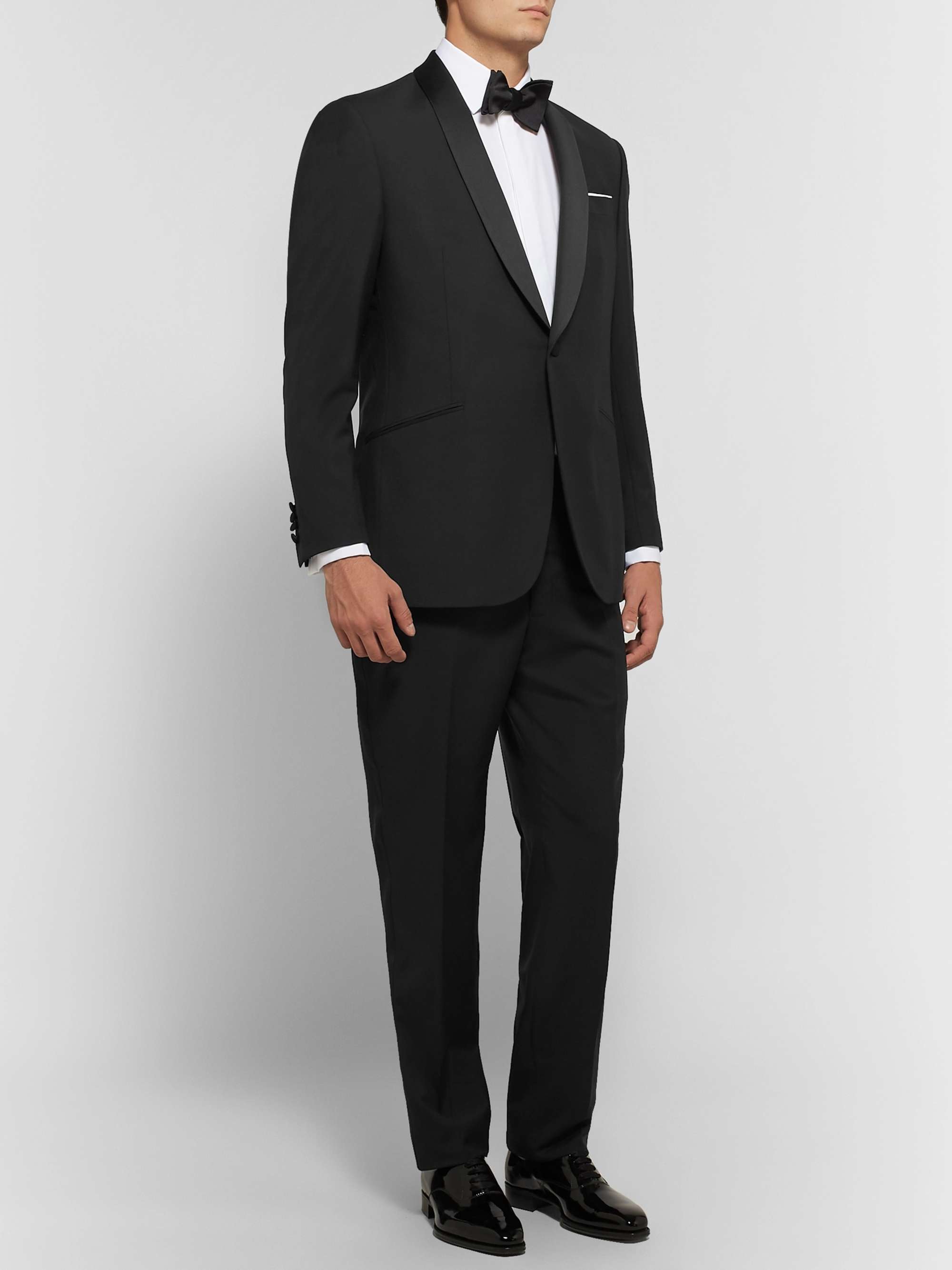 RICHARD JAMES Black Satin-Trimmed Wool and Mohair-Blend Tuxedo Trousers