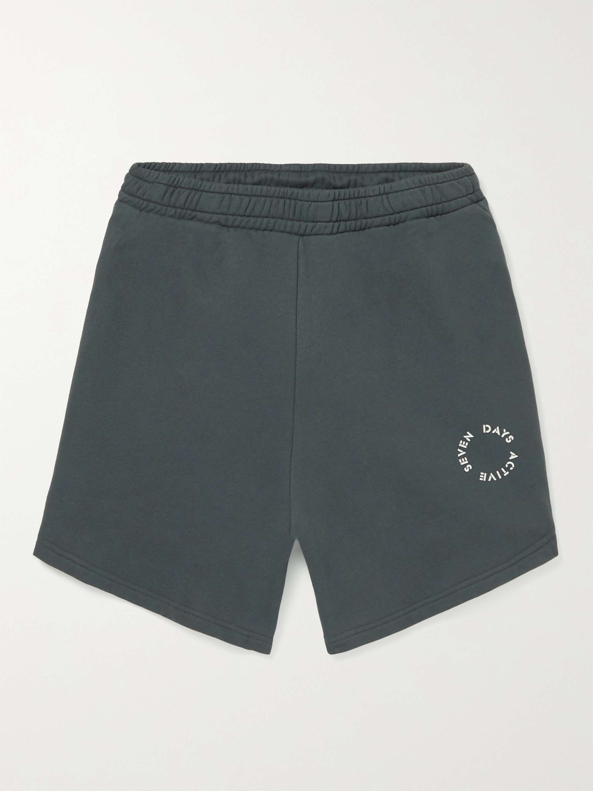 7 DAYS ACTIVE Monday Wide-Leg Logo-Print Organic Cotton-Jersey Shorts