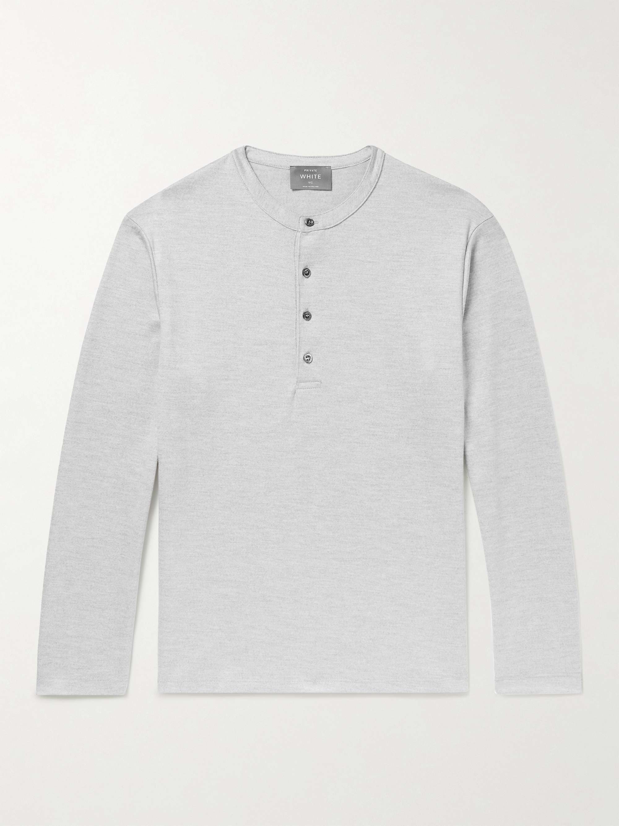 PRIVATE WHITE V.C. Wool and Cashmere-Blend Jersey Henley T-Shirt