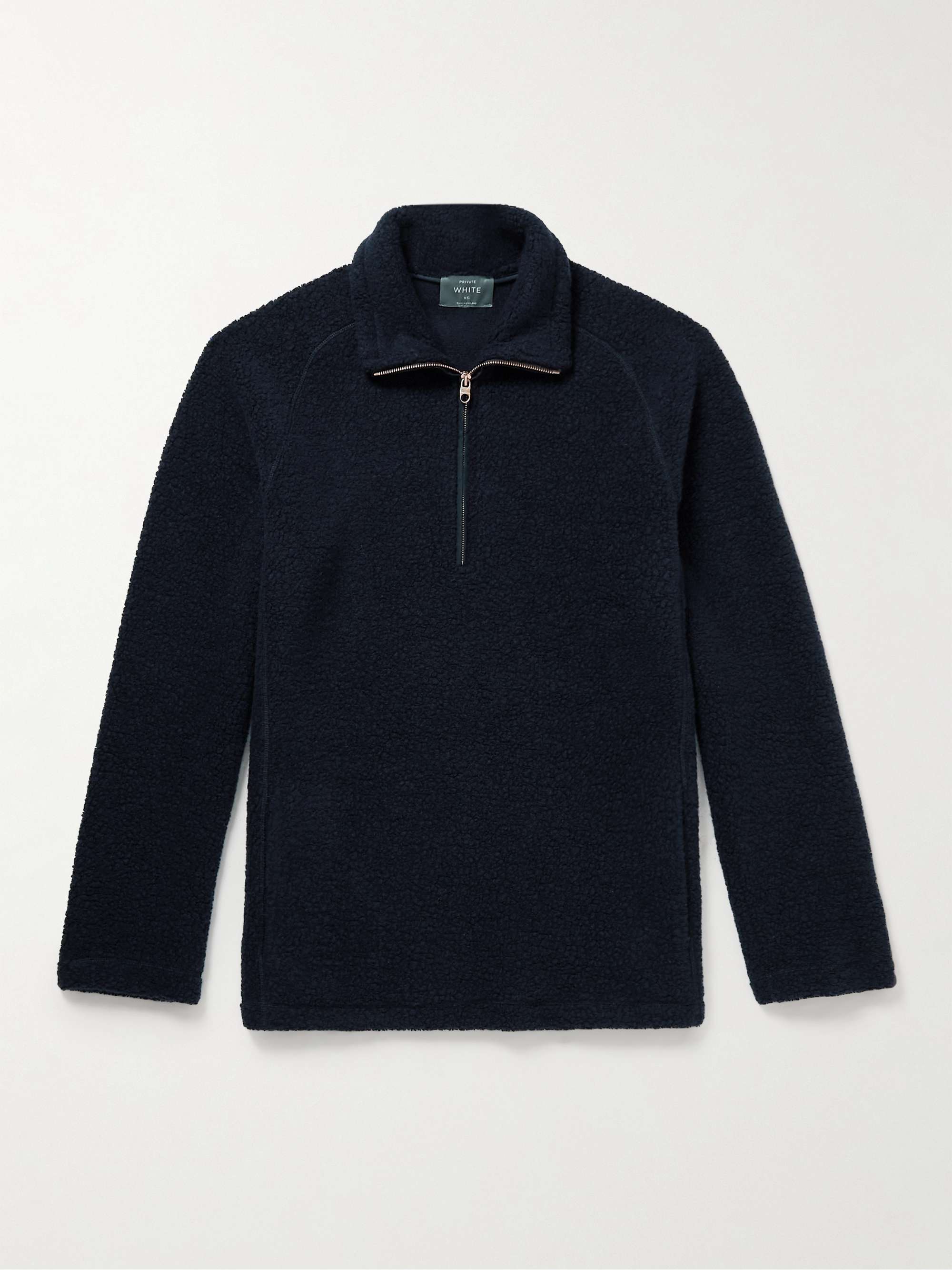 PRIVATE WHITE V.C. Wool-Blend Fleece Half-Zip Sweater