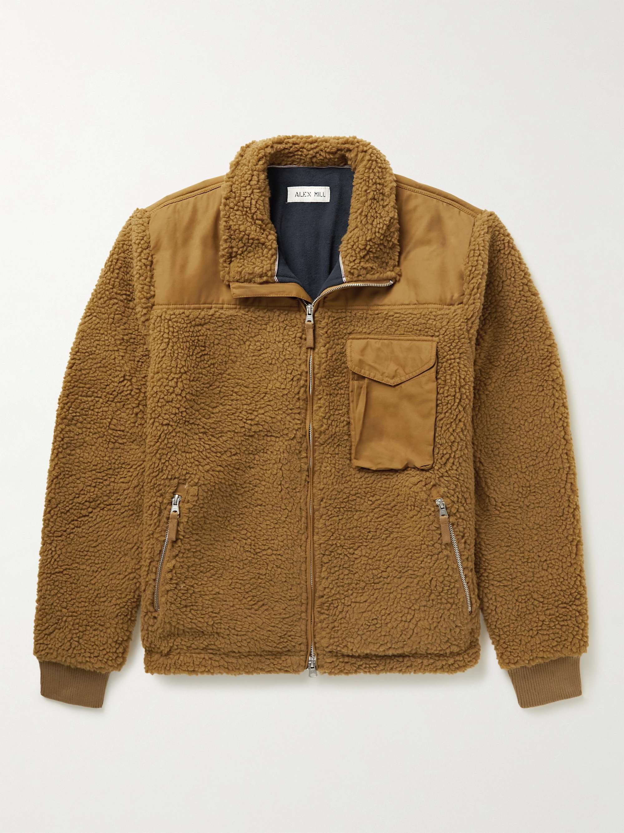 ALEX MILL Twill-Trimmed Recycled Sherpa Jacket