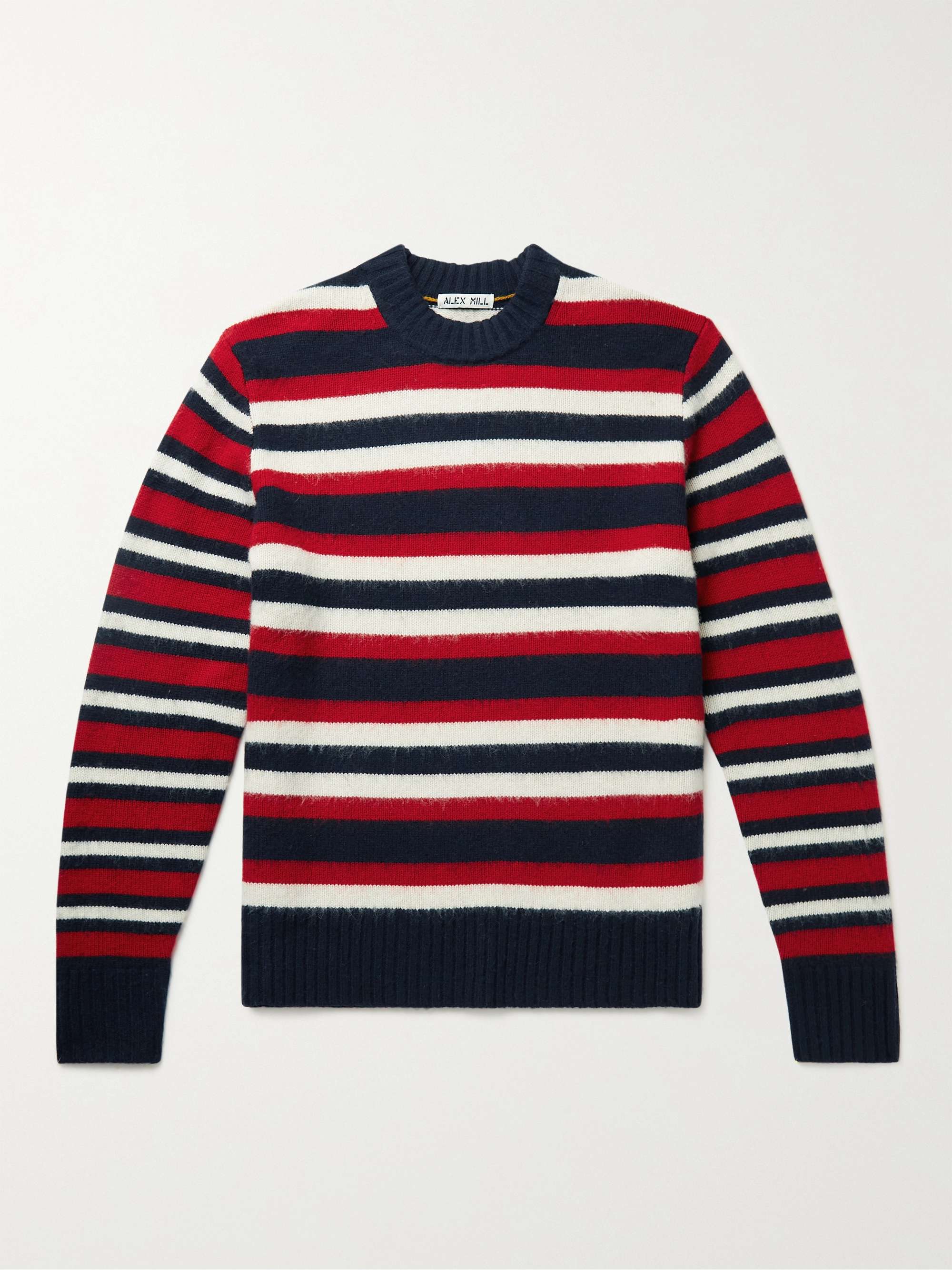 ALEX MILL Striped Brushed Merino Wool Sweater