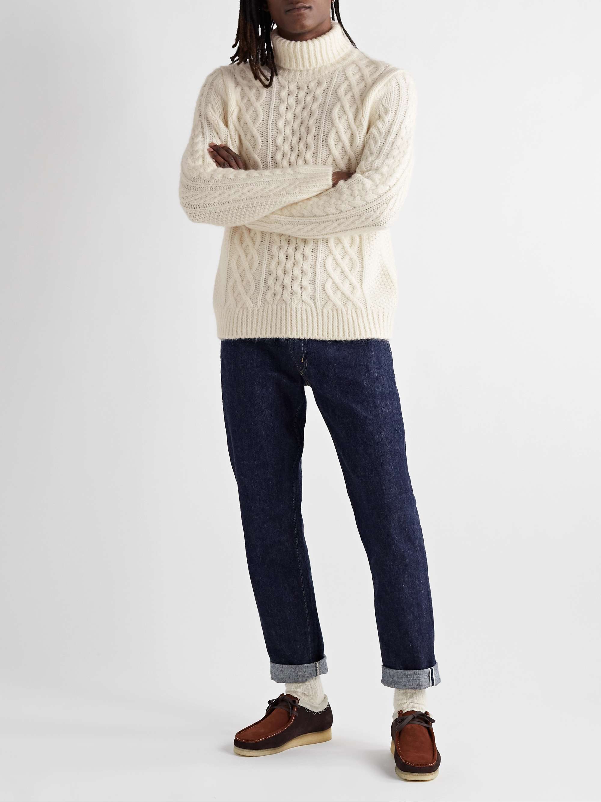 ALEX MILL Cable-Knit Rollneck Sweater