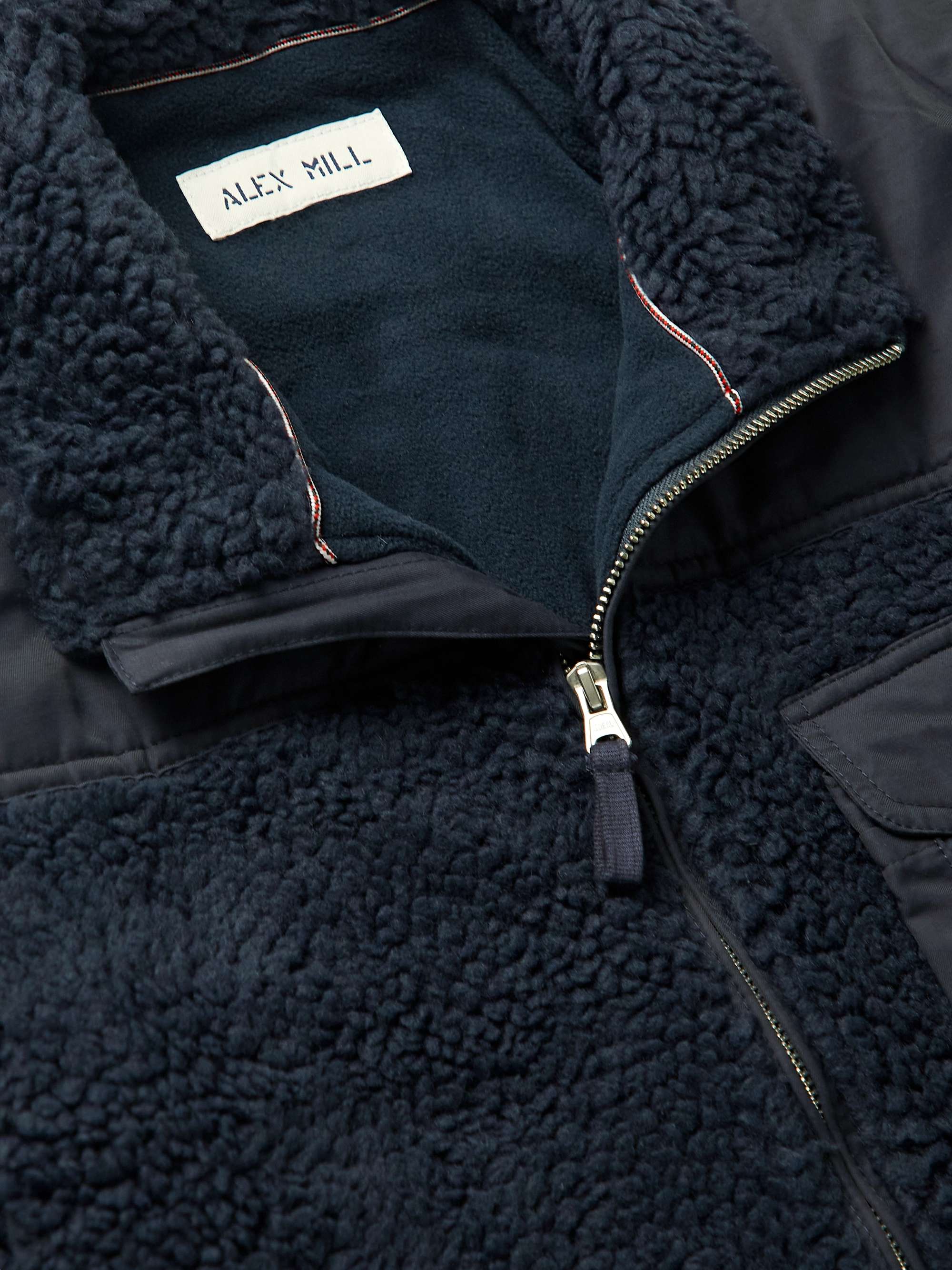 ALEX MILL Twill-Trimmed Recycled Sherpa Jacket