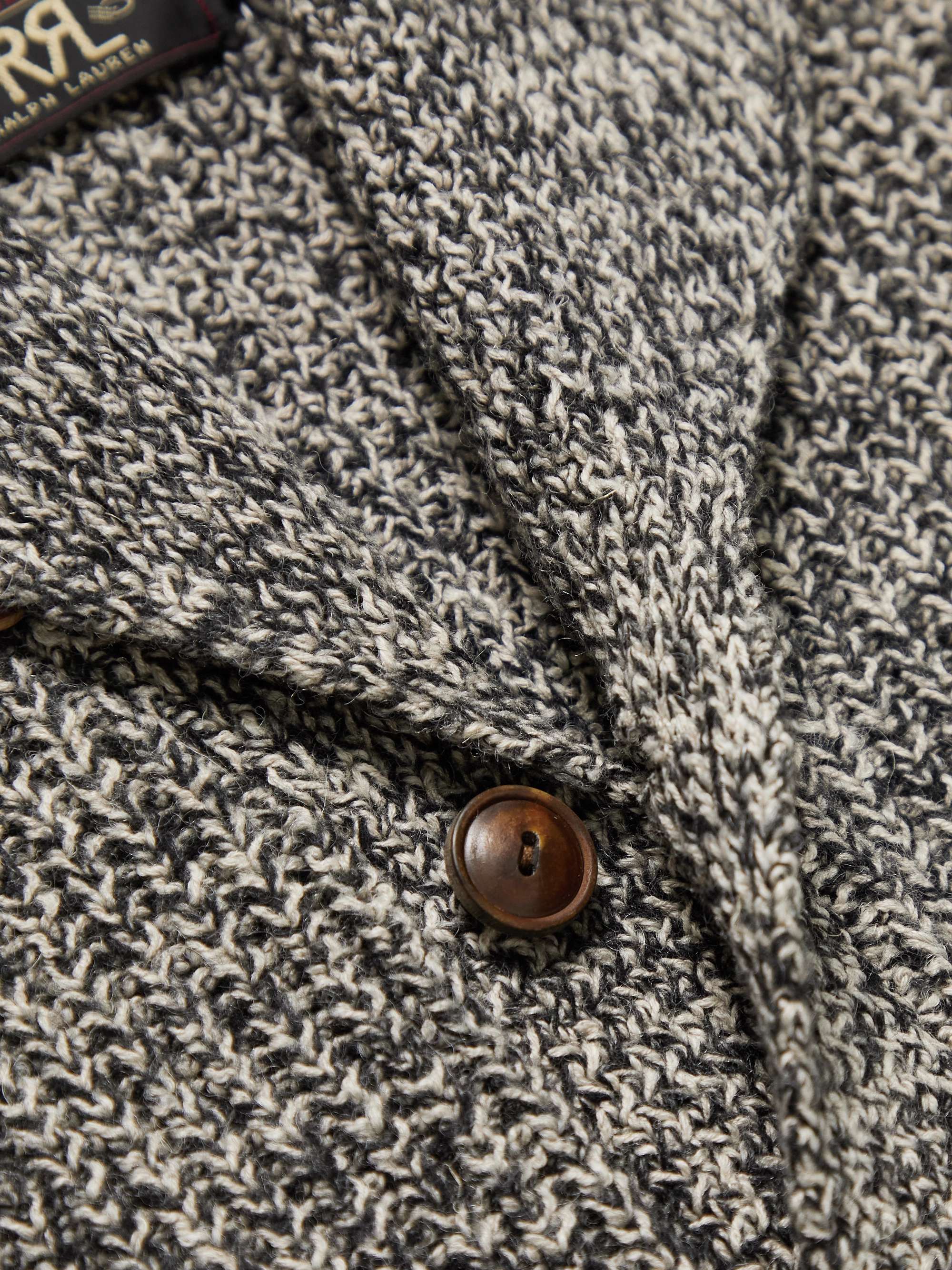 RRL Shawl-Collar Ribbed Cotton, Wool and Linen-Blend Cardigan