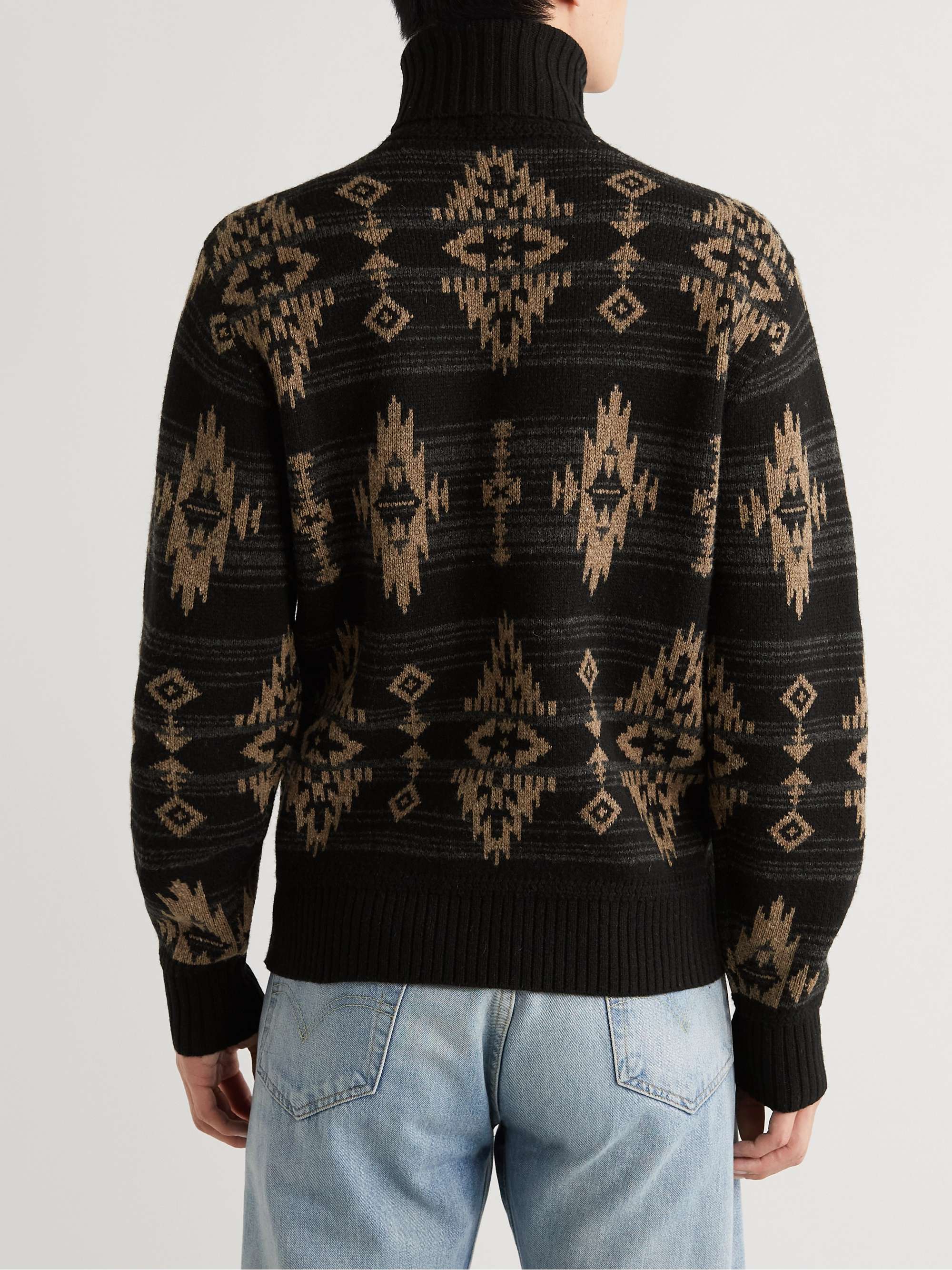 RRL Wool and Linen-Blend Jacquard Rollneck Sweater