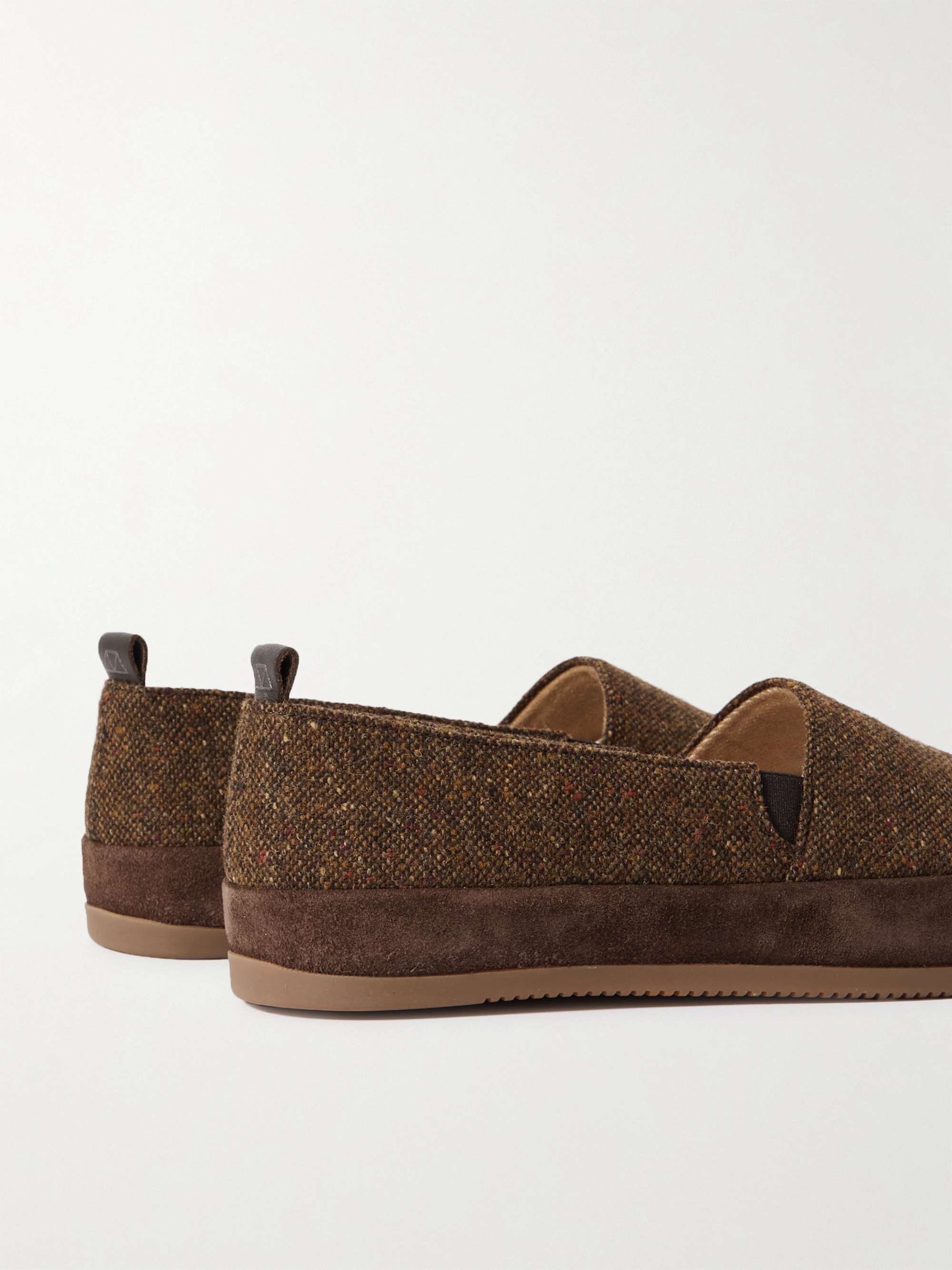 MULO Suede-Trimmed Tweed Loafers