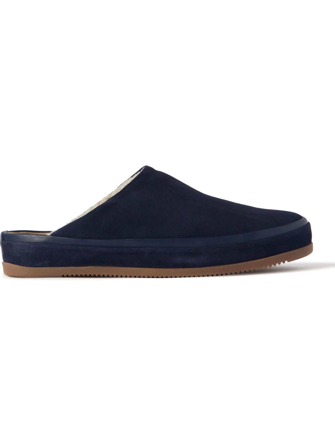 Mulo Shearling-lined Suede Slippers In Blue