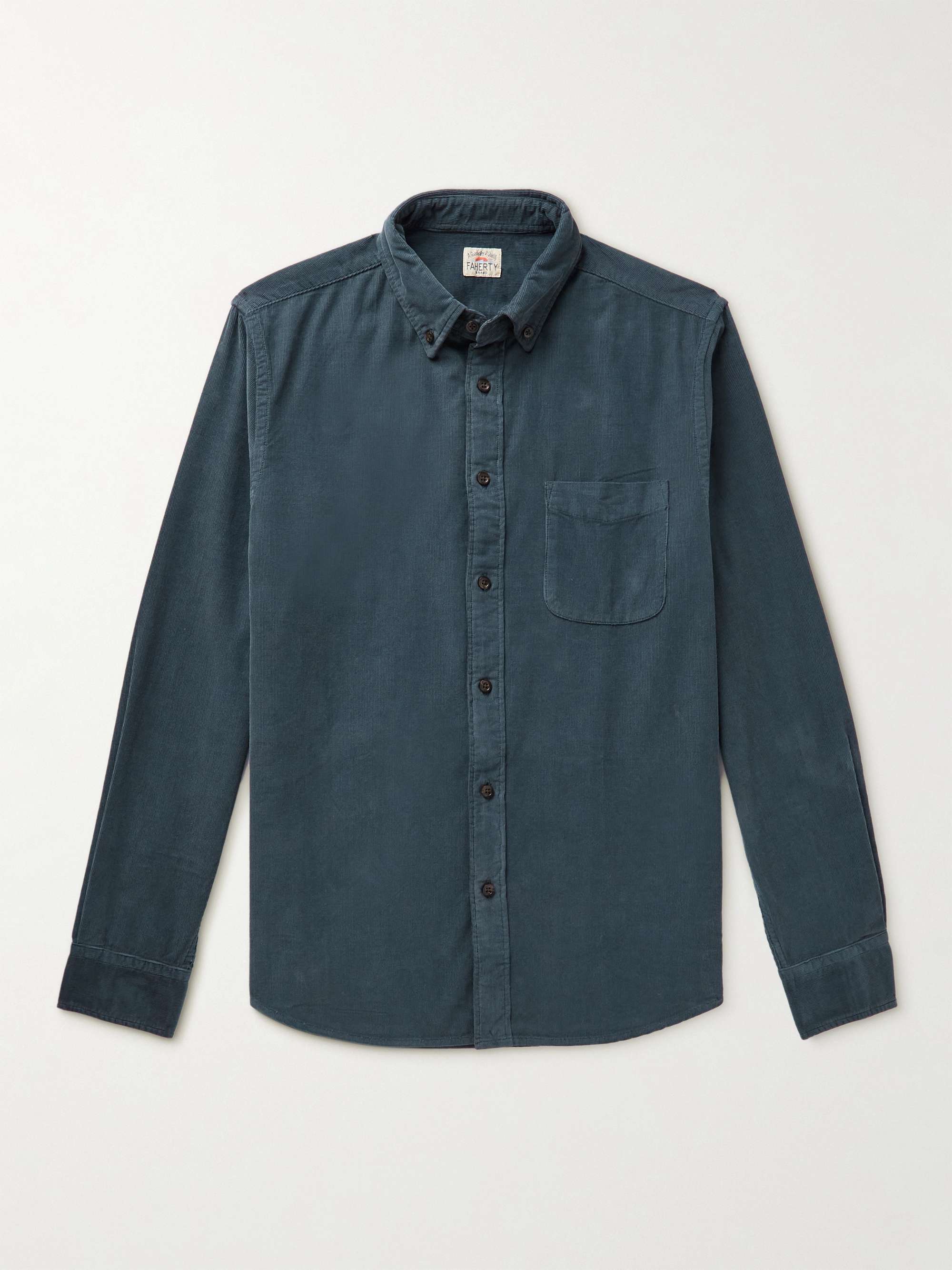 FAHERTY Button-Down Collar Cotton-Corduroy Shirt