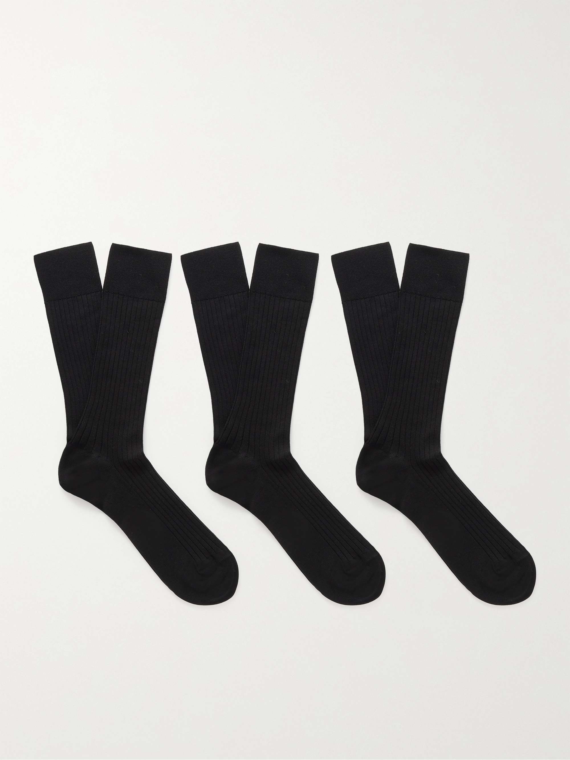 NN07 Three-Pack Ribbed Cotton-Blend Socks