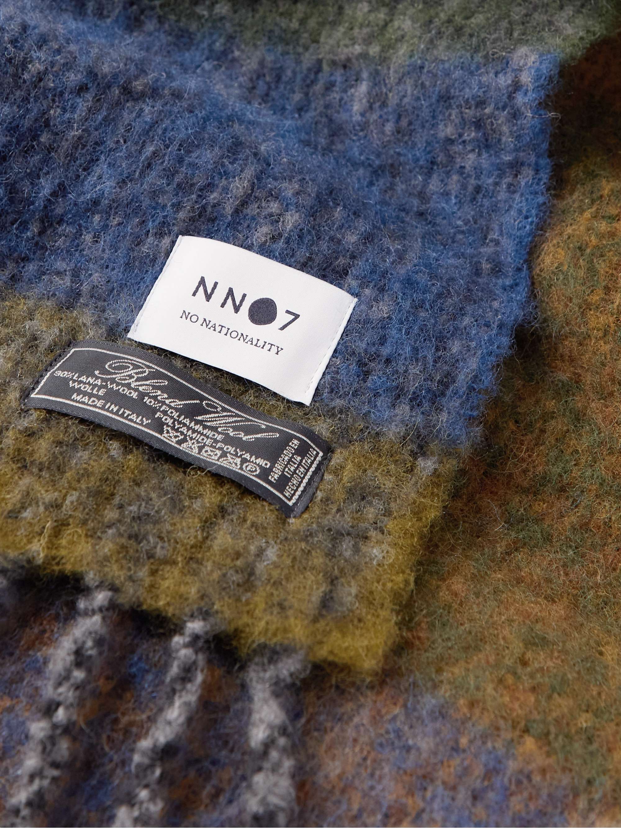 NN07 Fringed Checked Wool-Blend Scarf