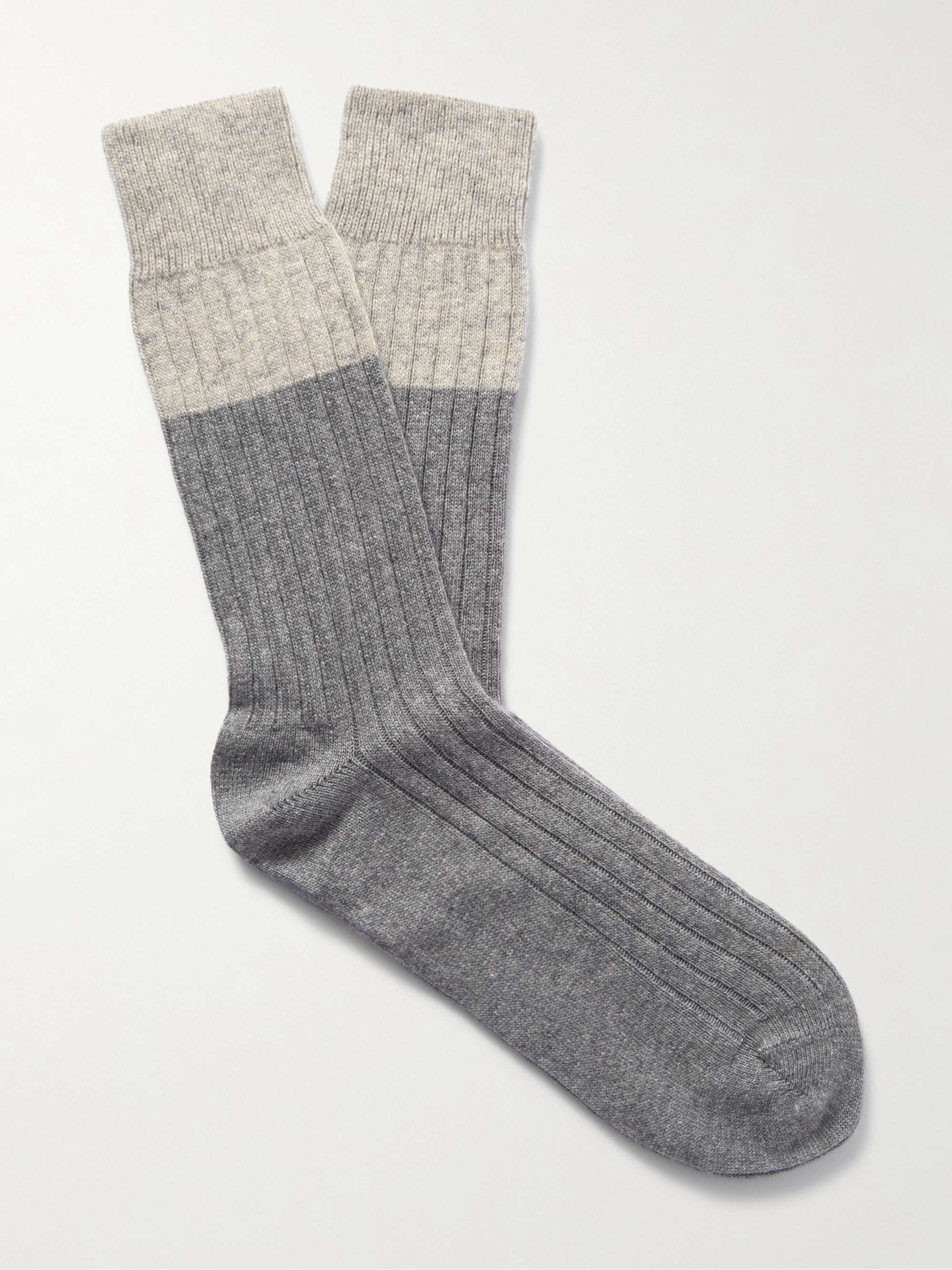 NN07 Colour-Block Ribbed-Knit Socks