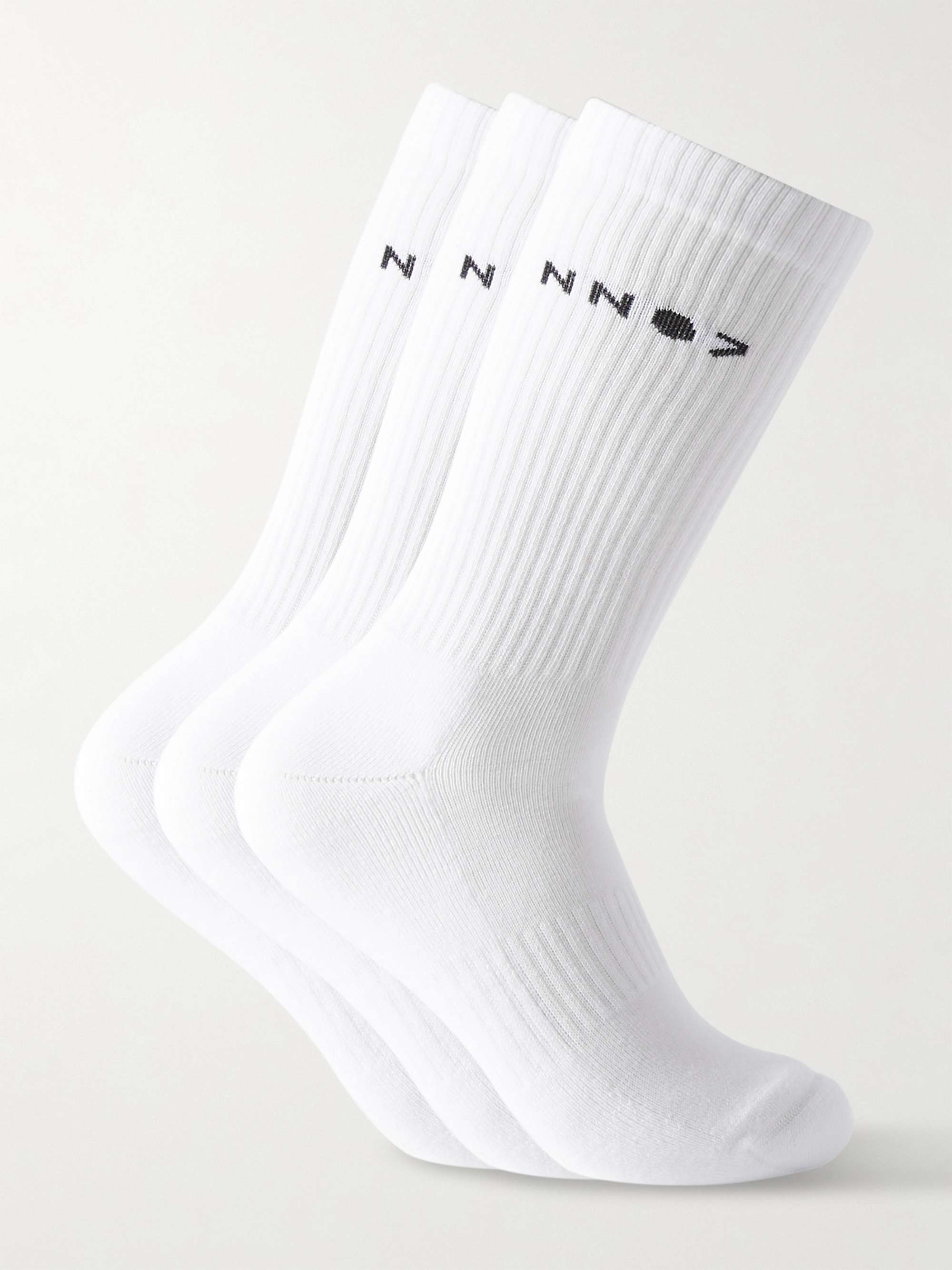 NN07 Three-Pack Logo-Jacquard Ribbed Cotton-Blend Socks
