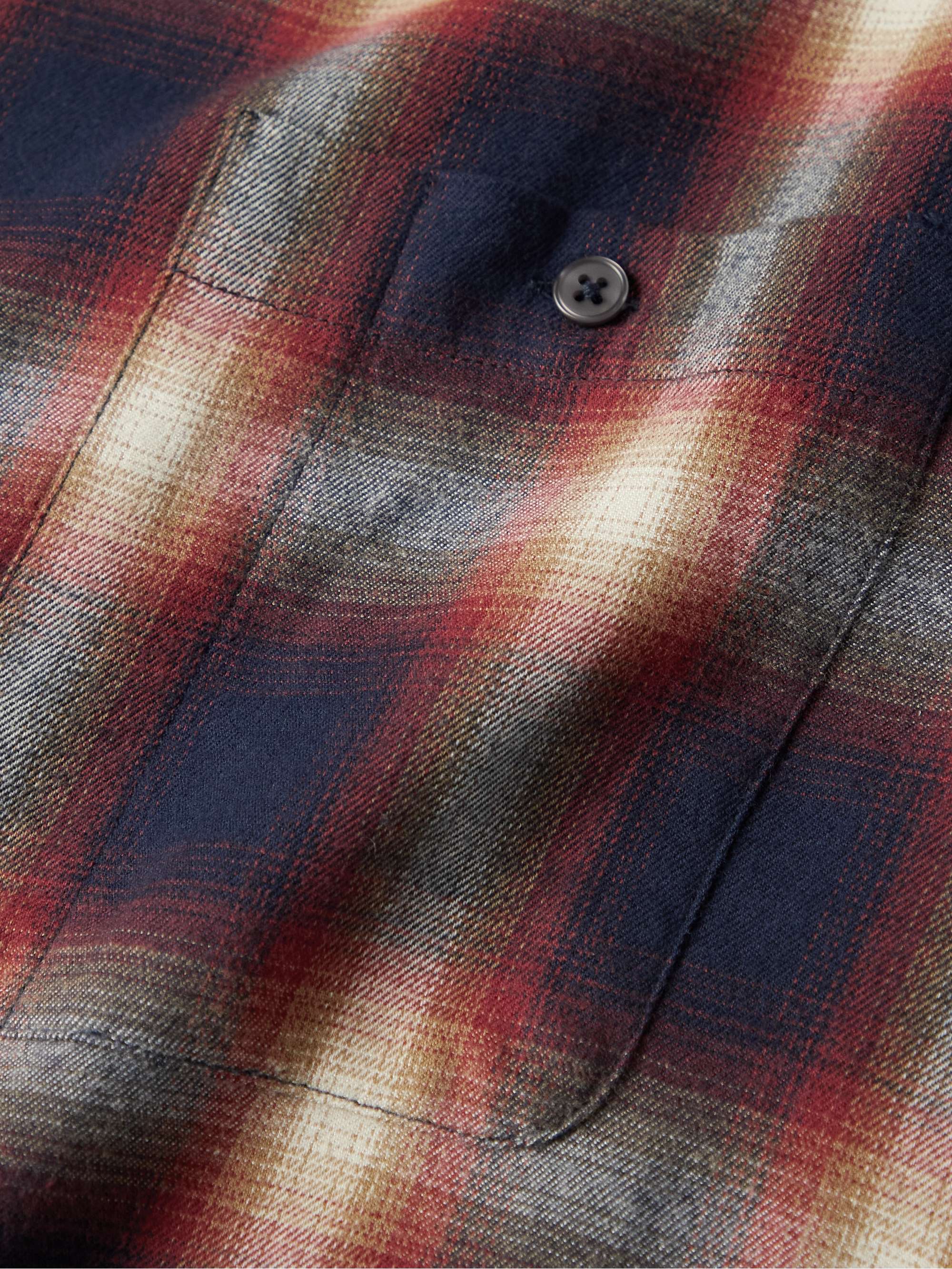 ALTEA Checked Cotton and Ramie-Blend Flannel Shirt