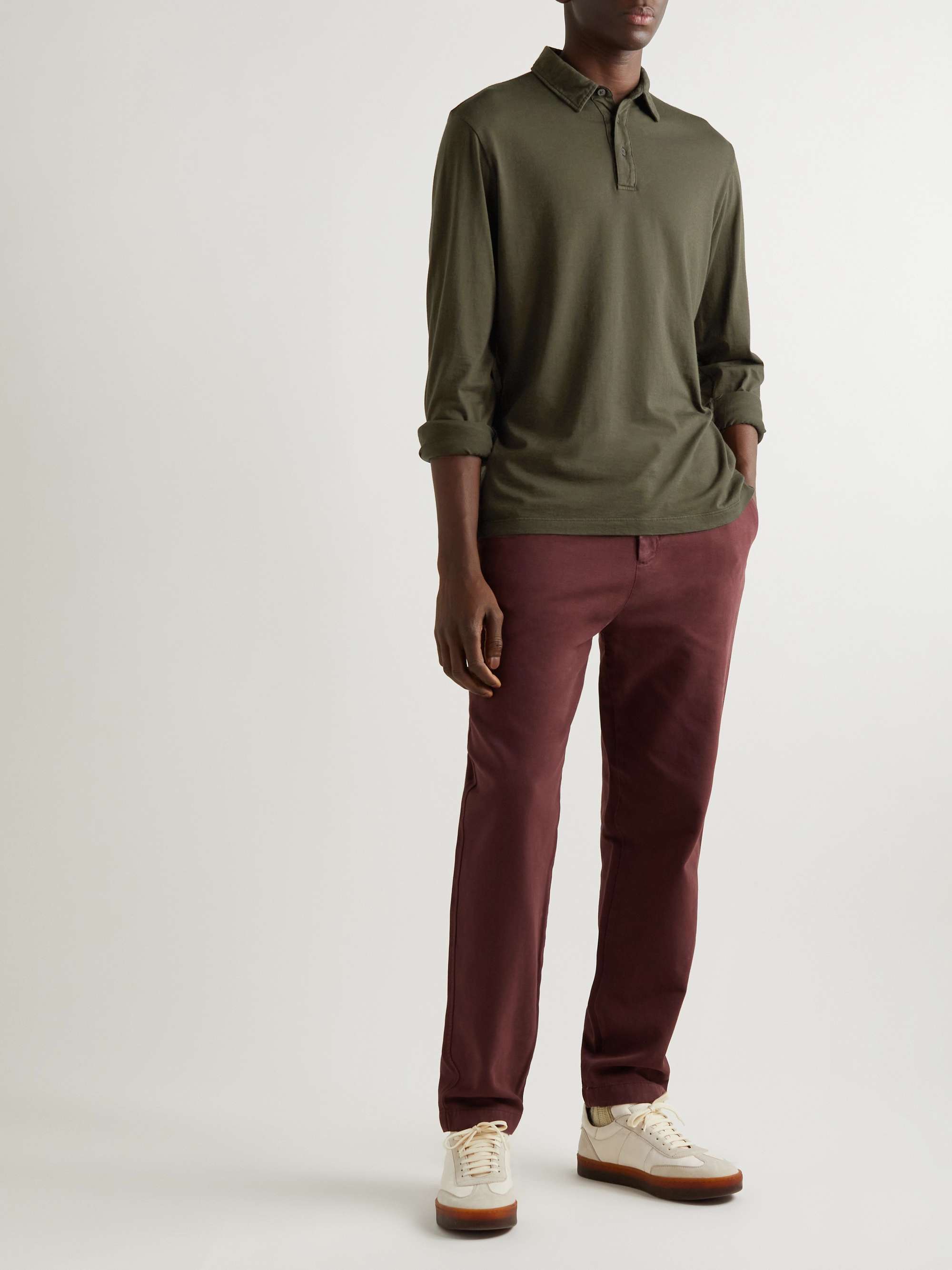 ALTEA Cotton and Cashmere-Blend Jersey Polo Shirt
