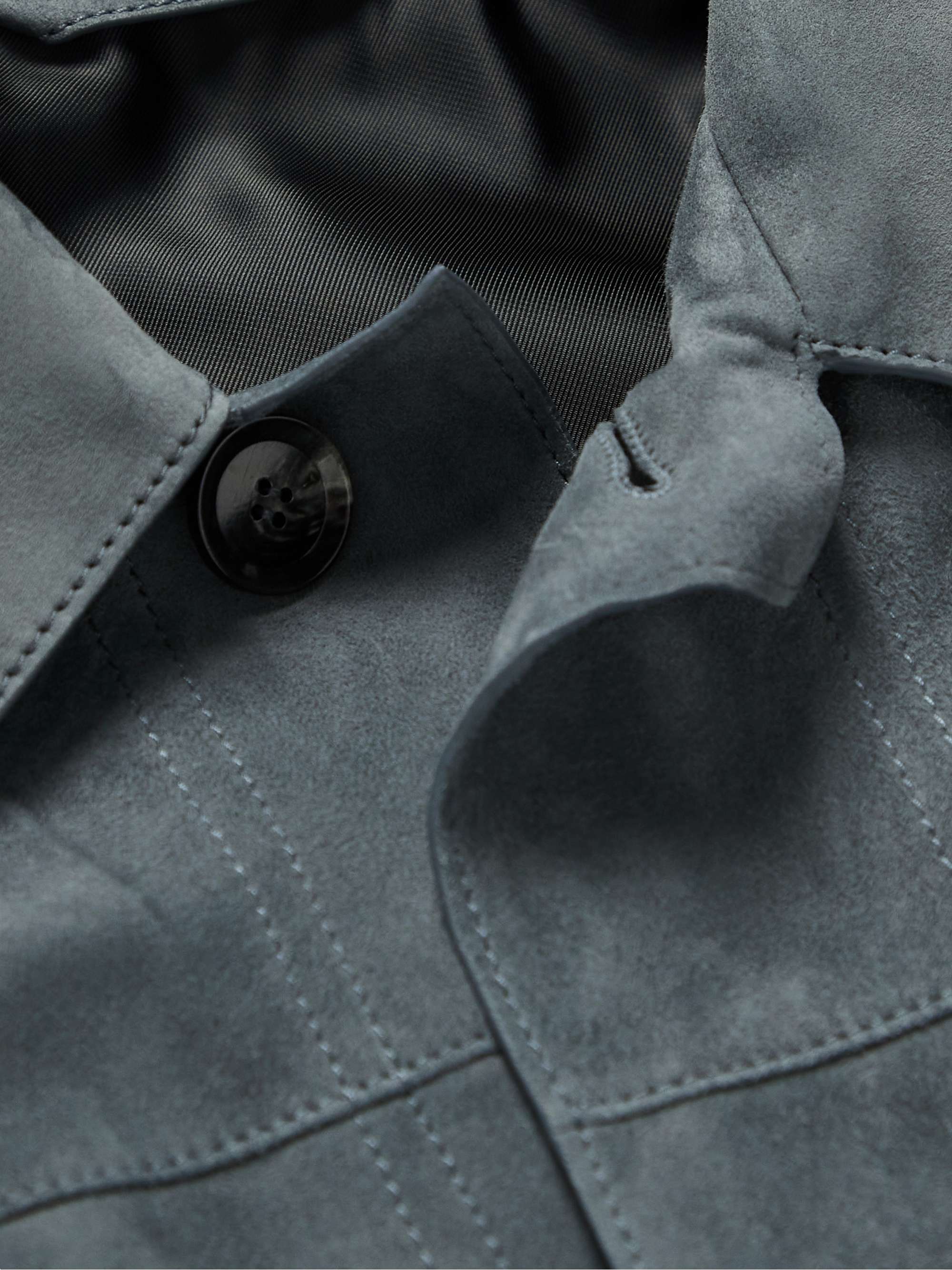 BRIONI Panelled Suede and Linen-Blend Blouson Jacket