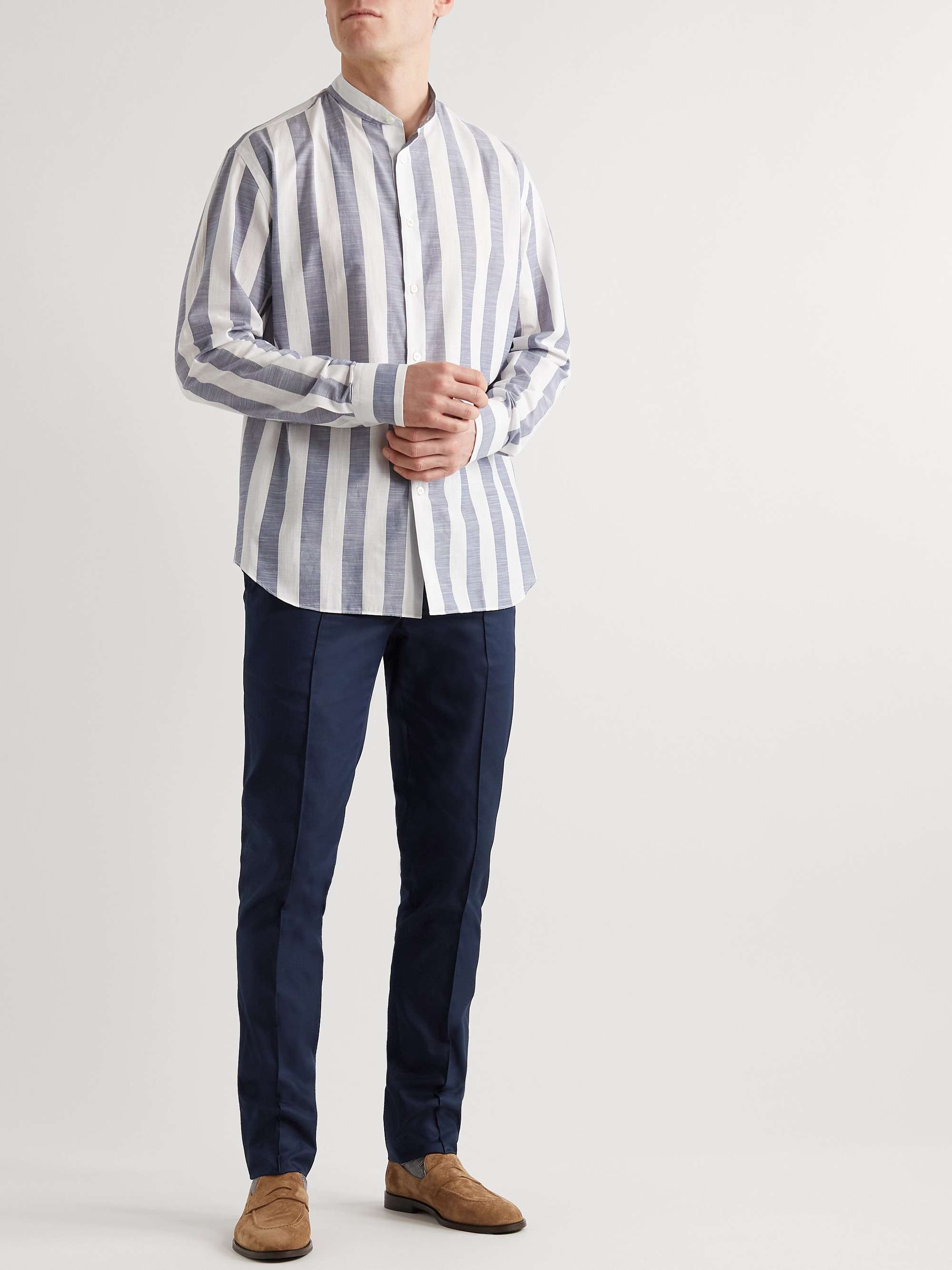 BRIONI Sydney Slim-Fit Tapered Cotton-Gabardine Drawstring Trousers