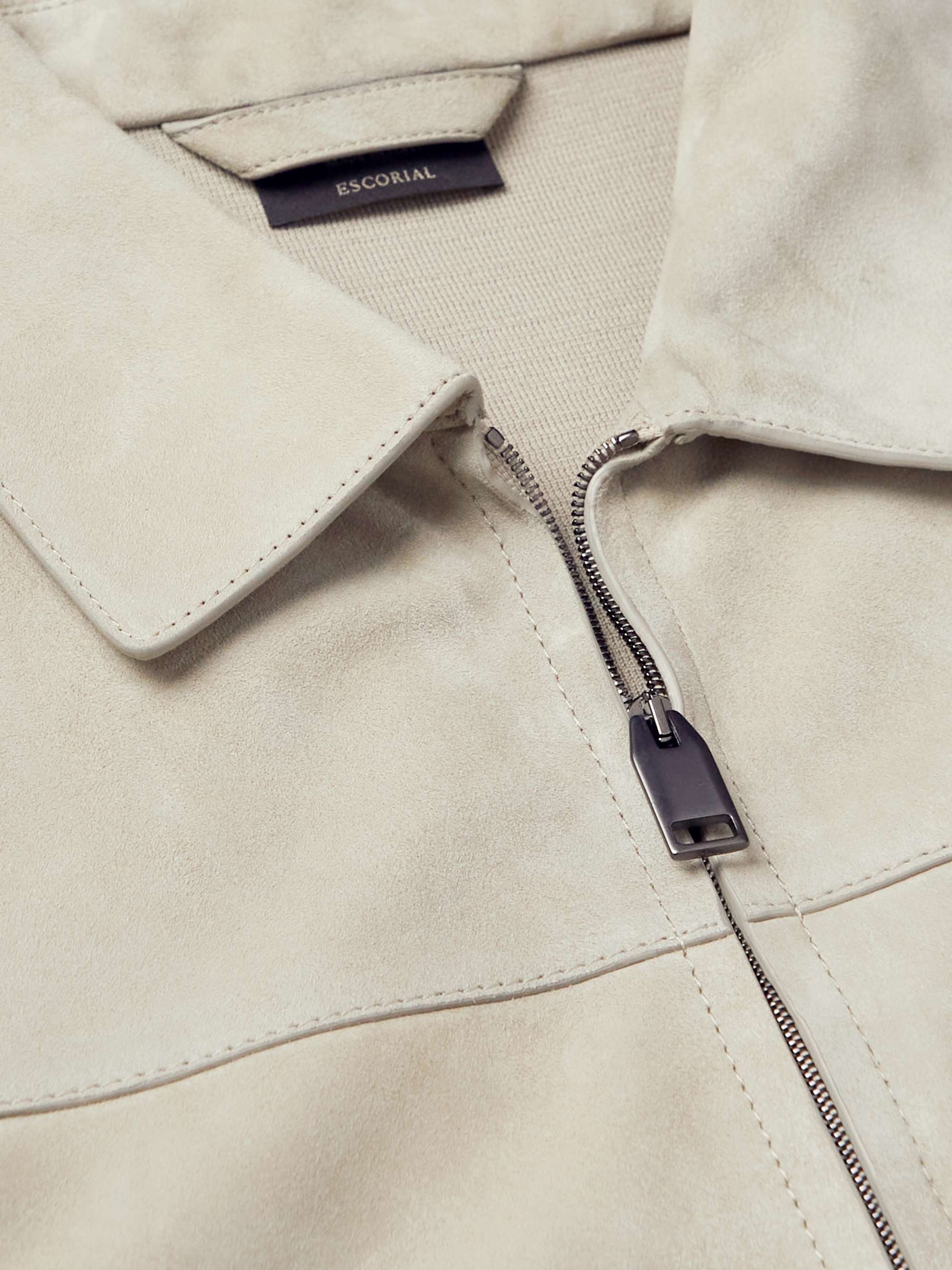 BRIONI Suede-Panelled Wool Blouson Jacket