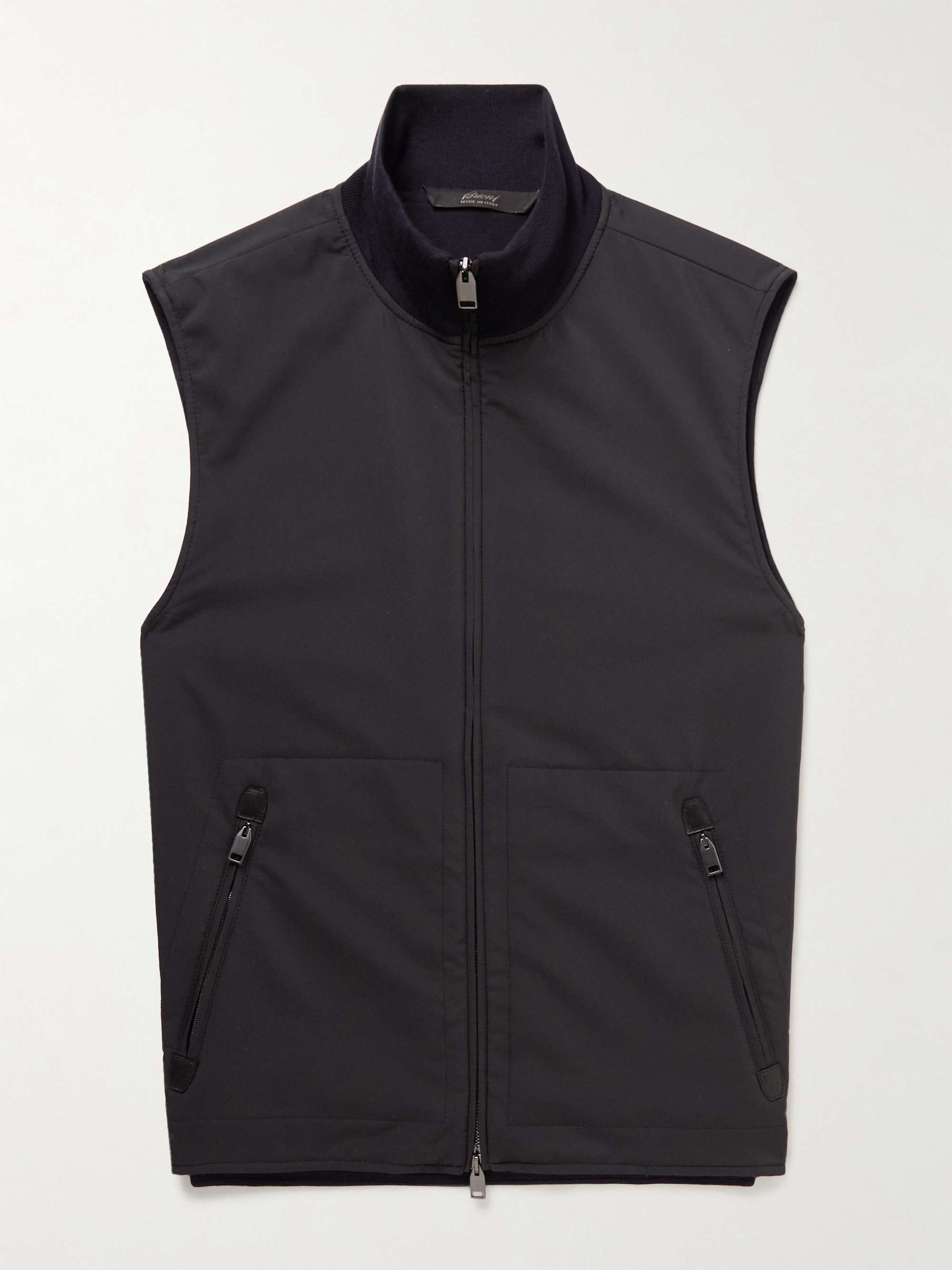 BRIONI Leather-Trimmed Shell and Wool Gilet