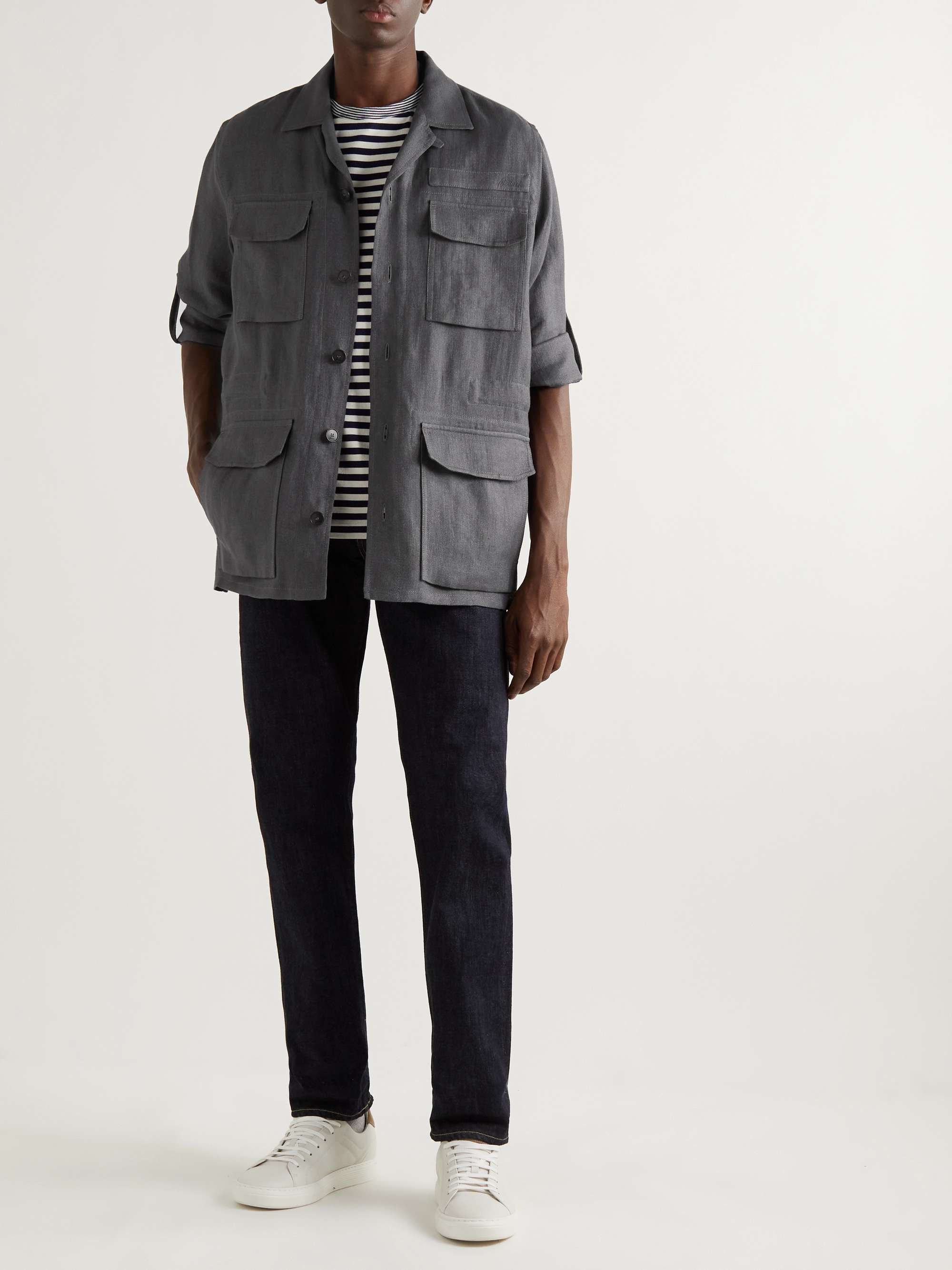 BRIONI Linen and Silk-Blend Shirt Jacket