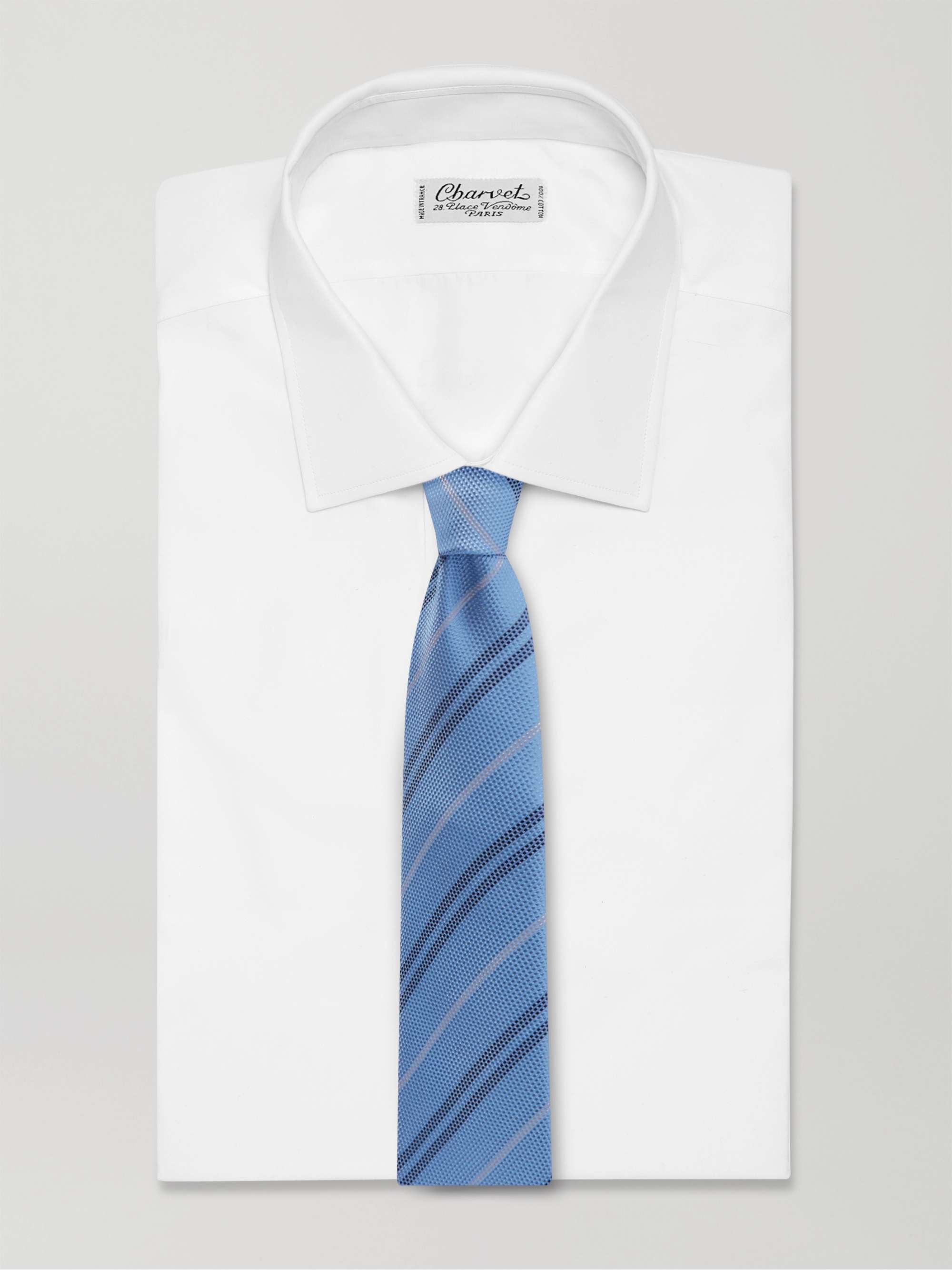 BRIONI 8cm Striped Silk-Jacquard Tie