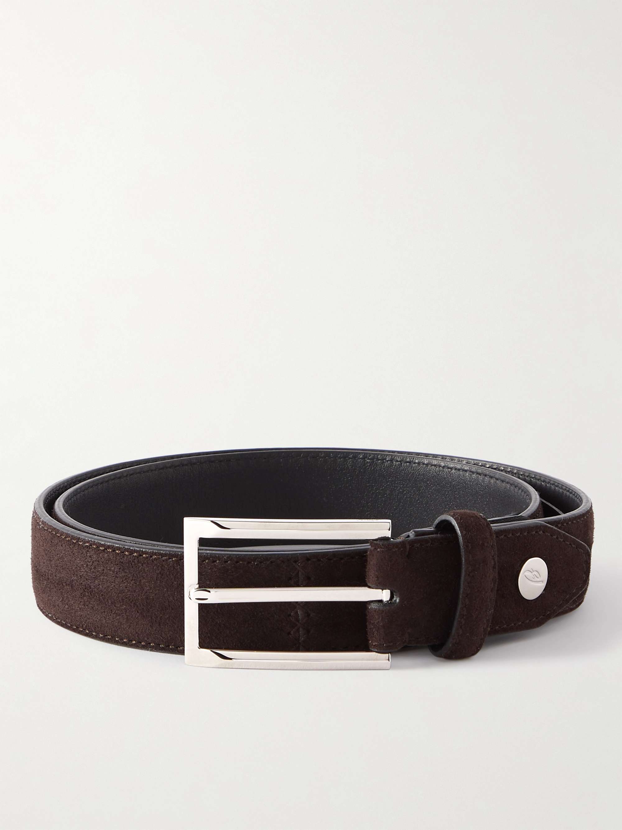 BRIONI 3cm Reversible Leather and Suede Belt