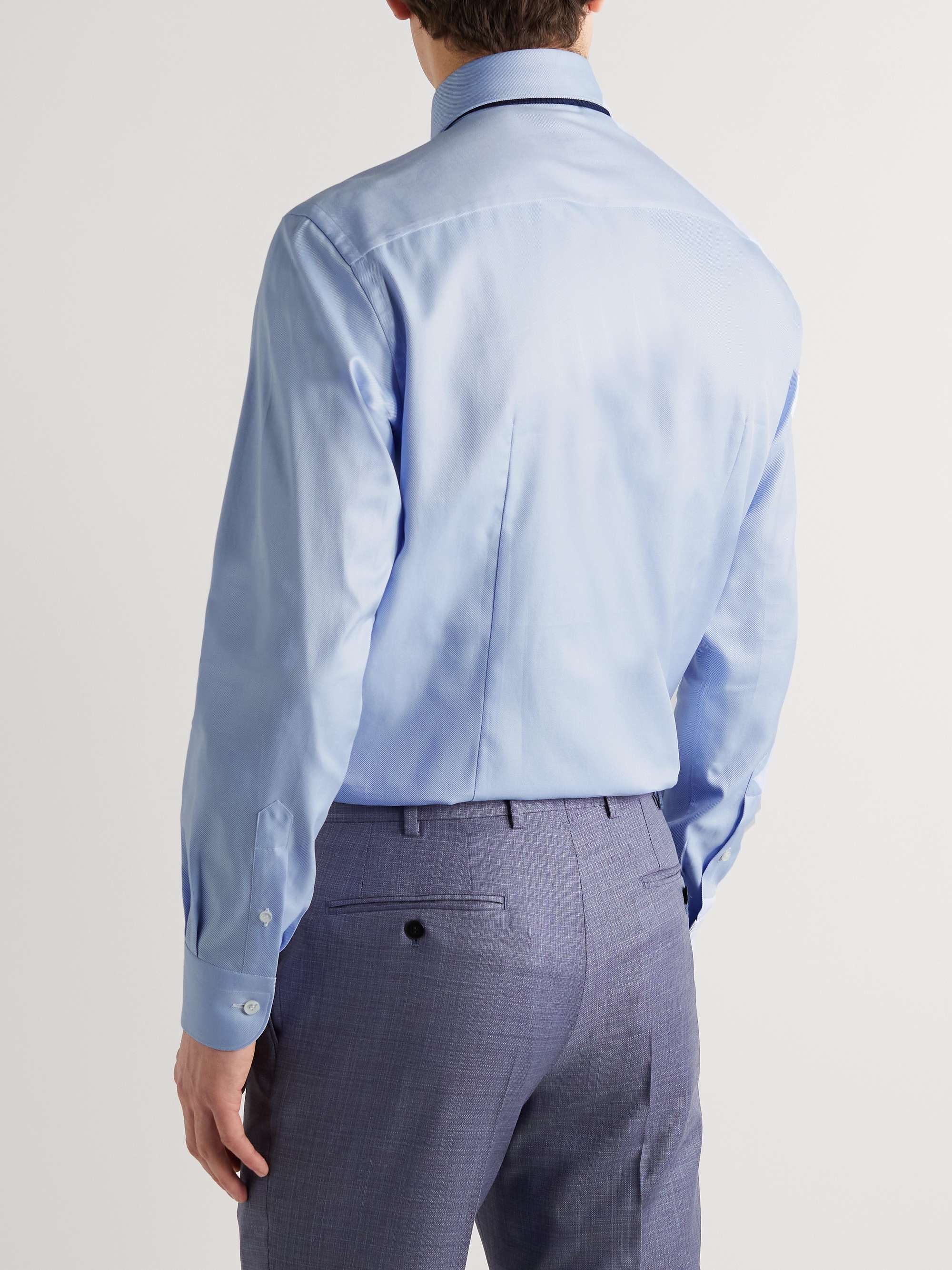 William Slim-Fit Cutaway-Collar Cotton-Twill Shirt