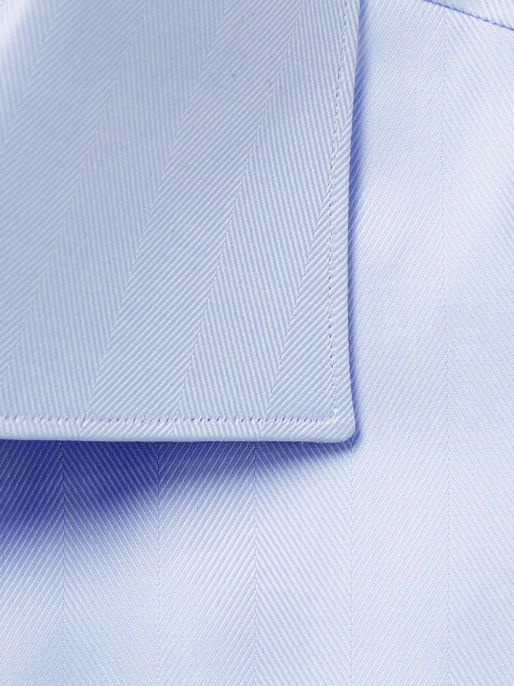 BRIONI William Slim-Fit Cutaway-Collar Herringbone Cotton Shirt