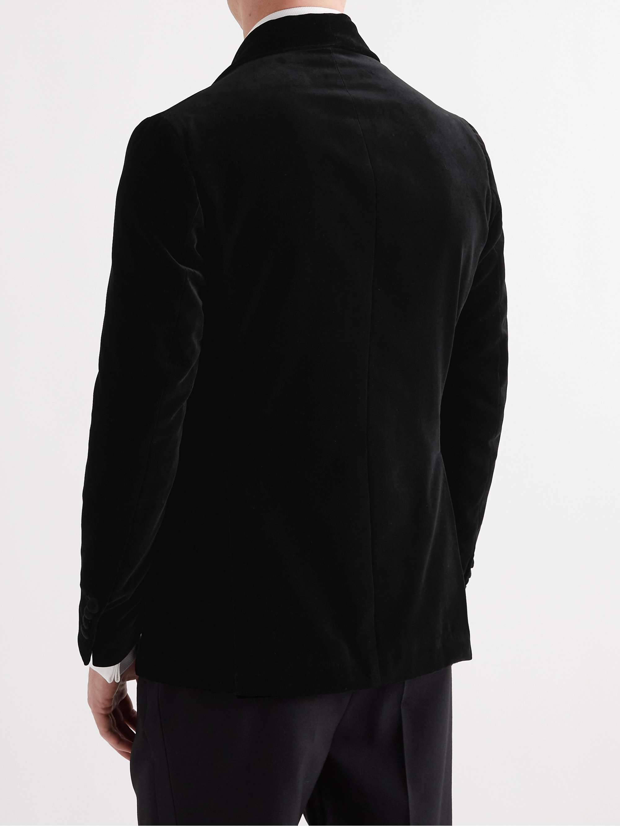 DE PETRILLO Positano Shawl-Collar Double-Breasted Velvet Tuxedo Jacket