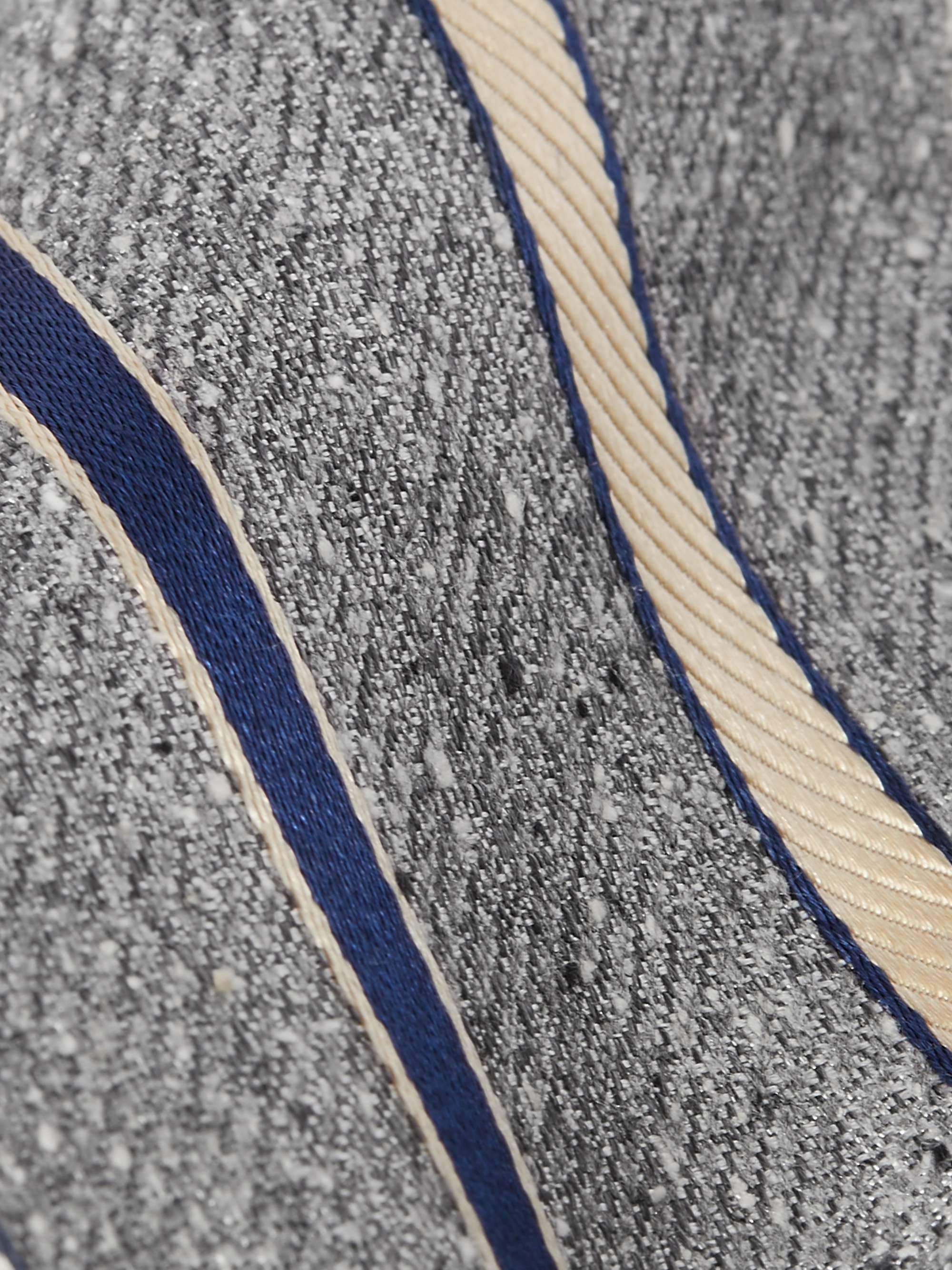 CANALI 8cm Striped Textured Silk-Jacquard Tie