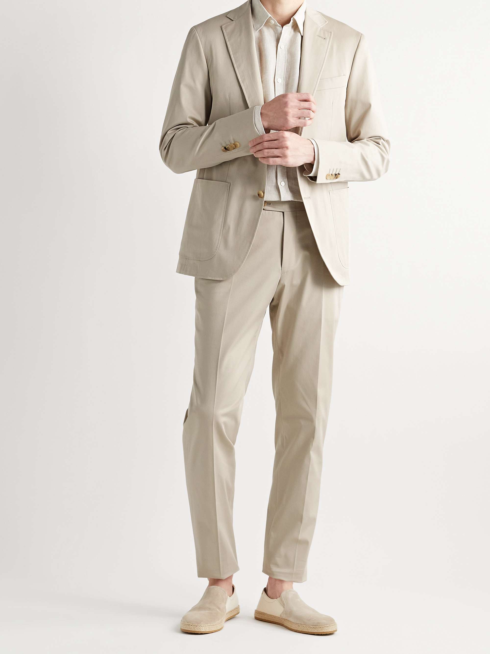 Beige Kei Slim-Fit Tapered Stretch-Cotton Twill Suit Trousers | CANALI ...