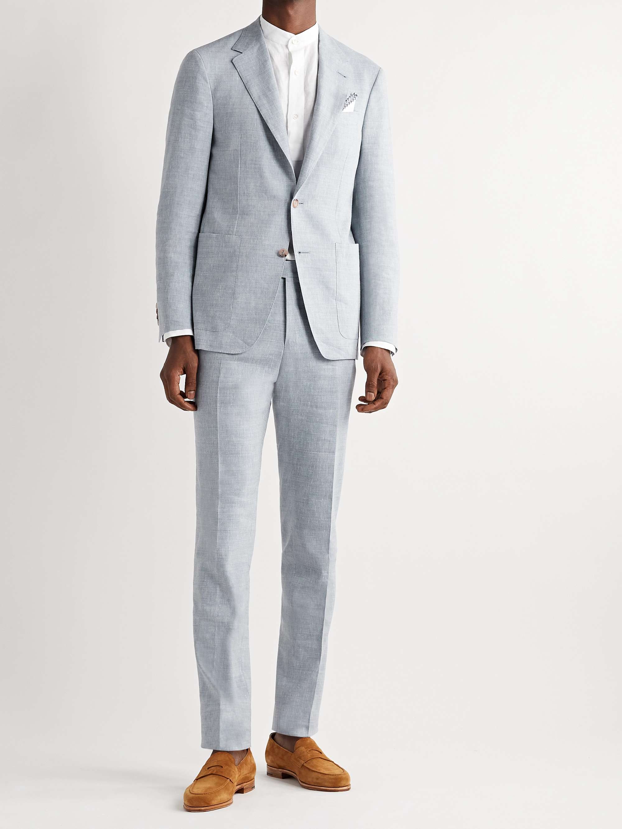 CANALI Slim-Fit Linen and Wool-Blend Trousers