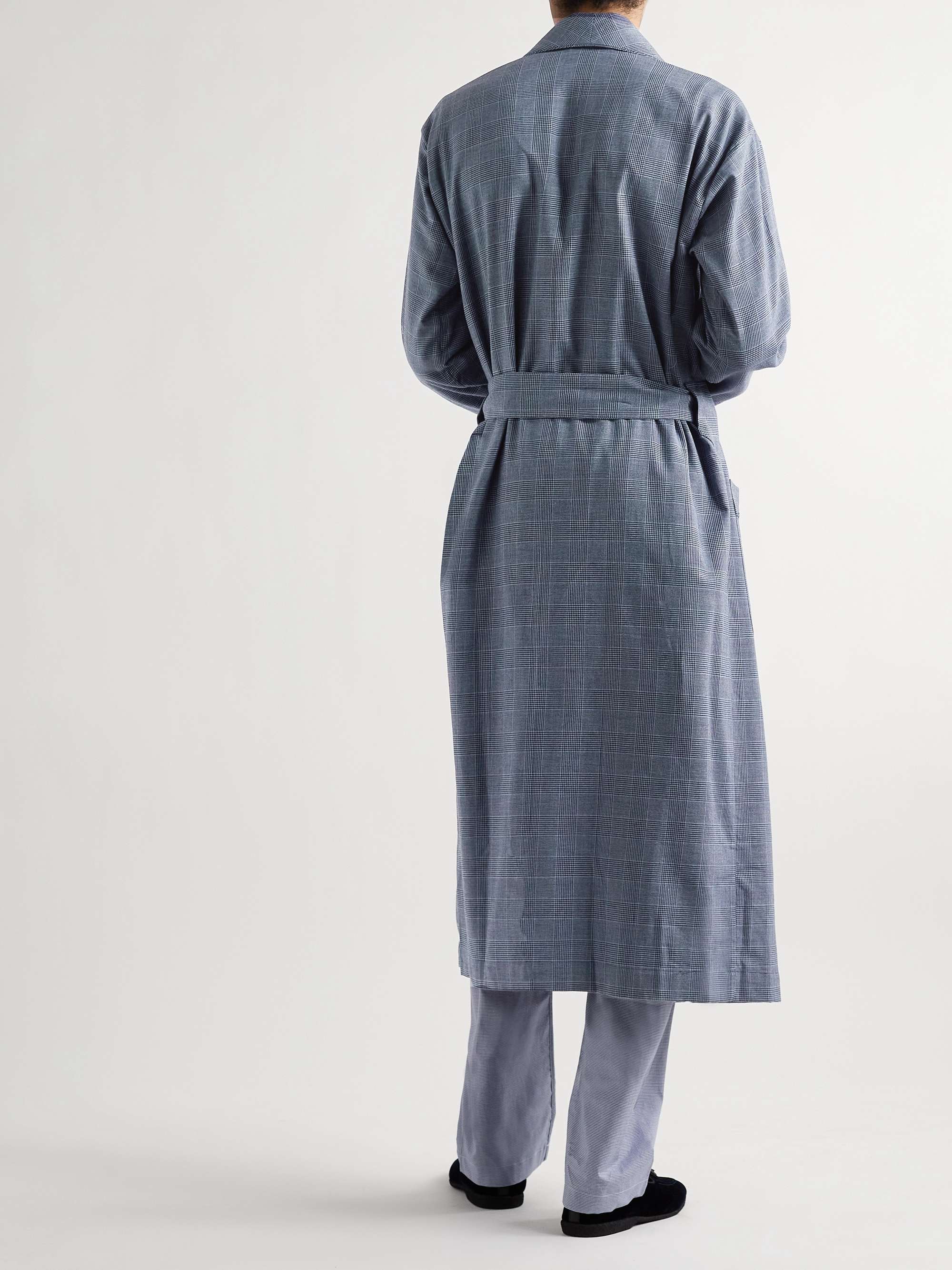 EMMA WILLIS Prince of Wales Checked Cotton-Flannel Robe