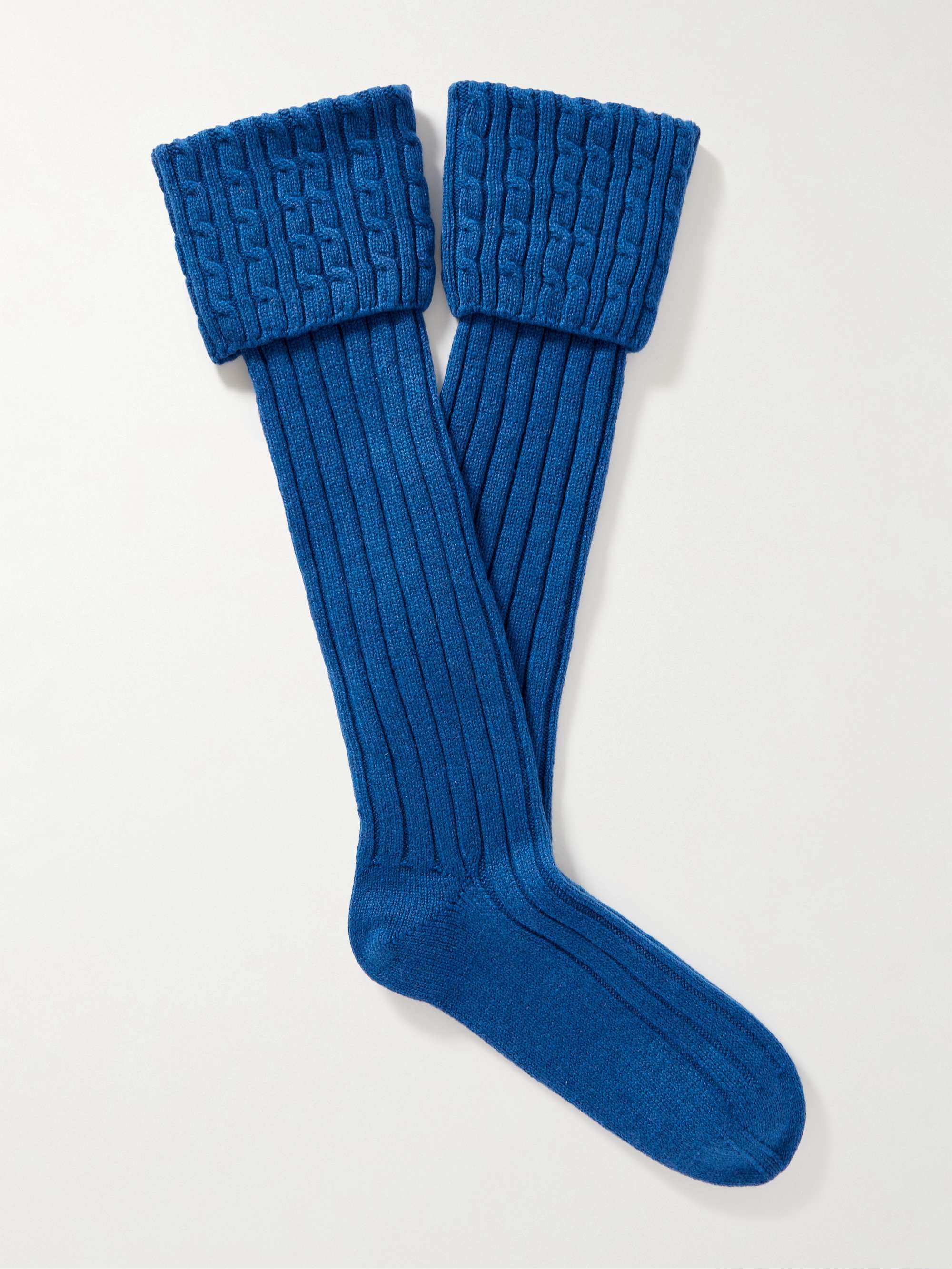 EMMA WILLIS Cable-Knit Ribbed Cashmere Socks