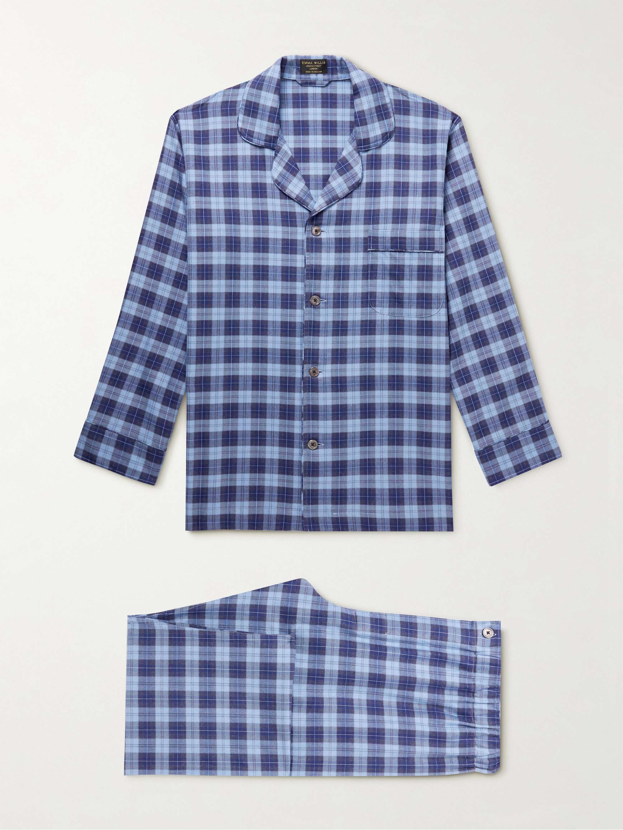 EMMA WILLIS Checked Cotton-Flannel Pyjama Set