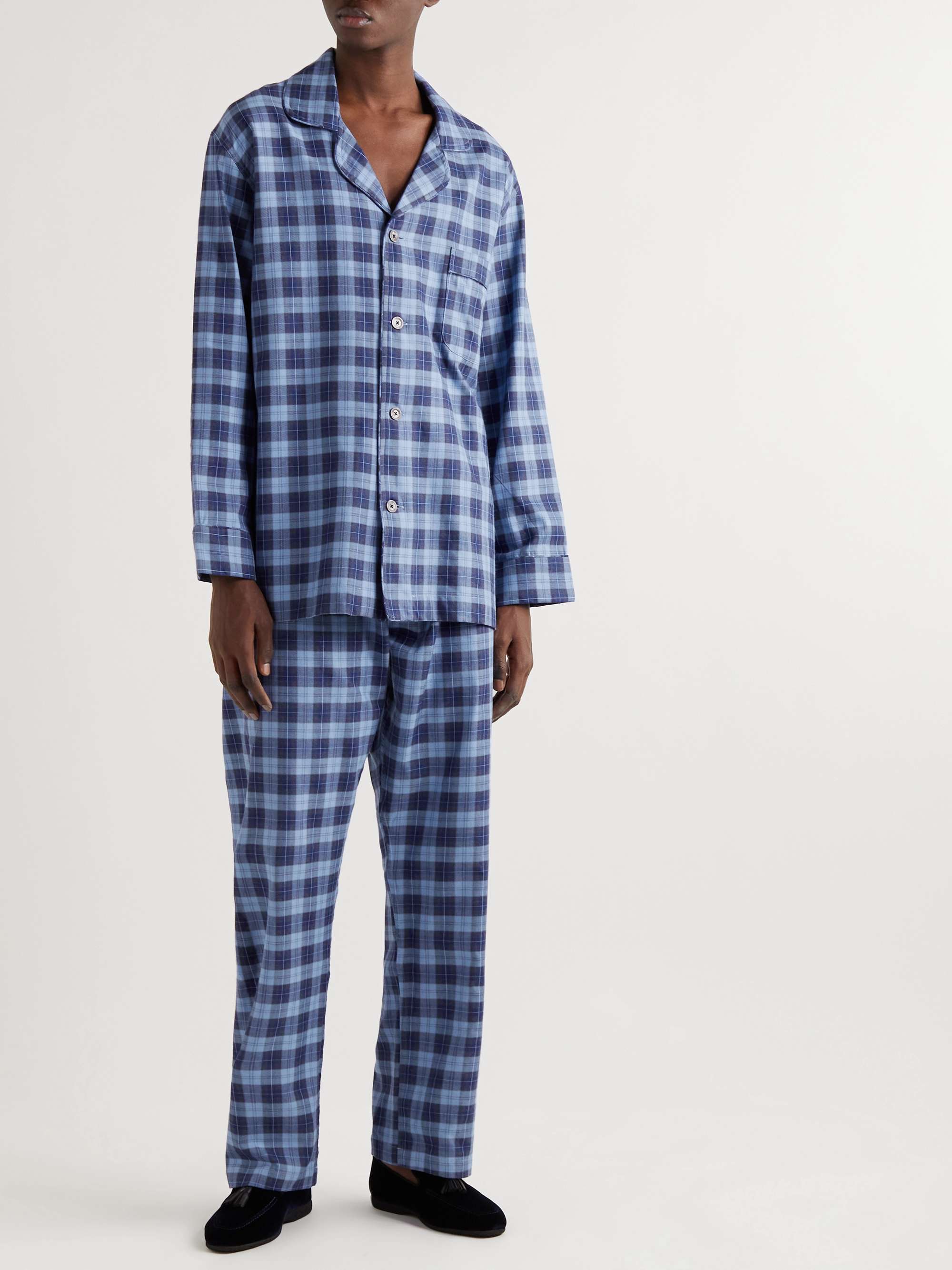 EMMA WILLIS Checked Cotton-Flannel Pyjama Set
