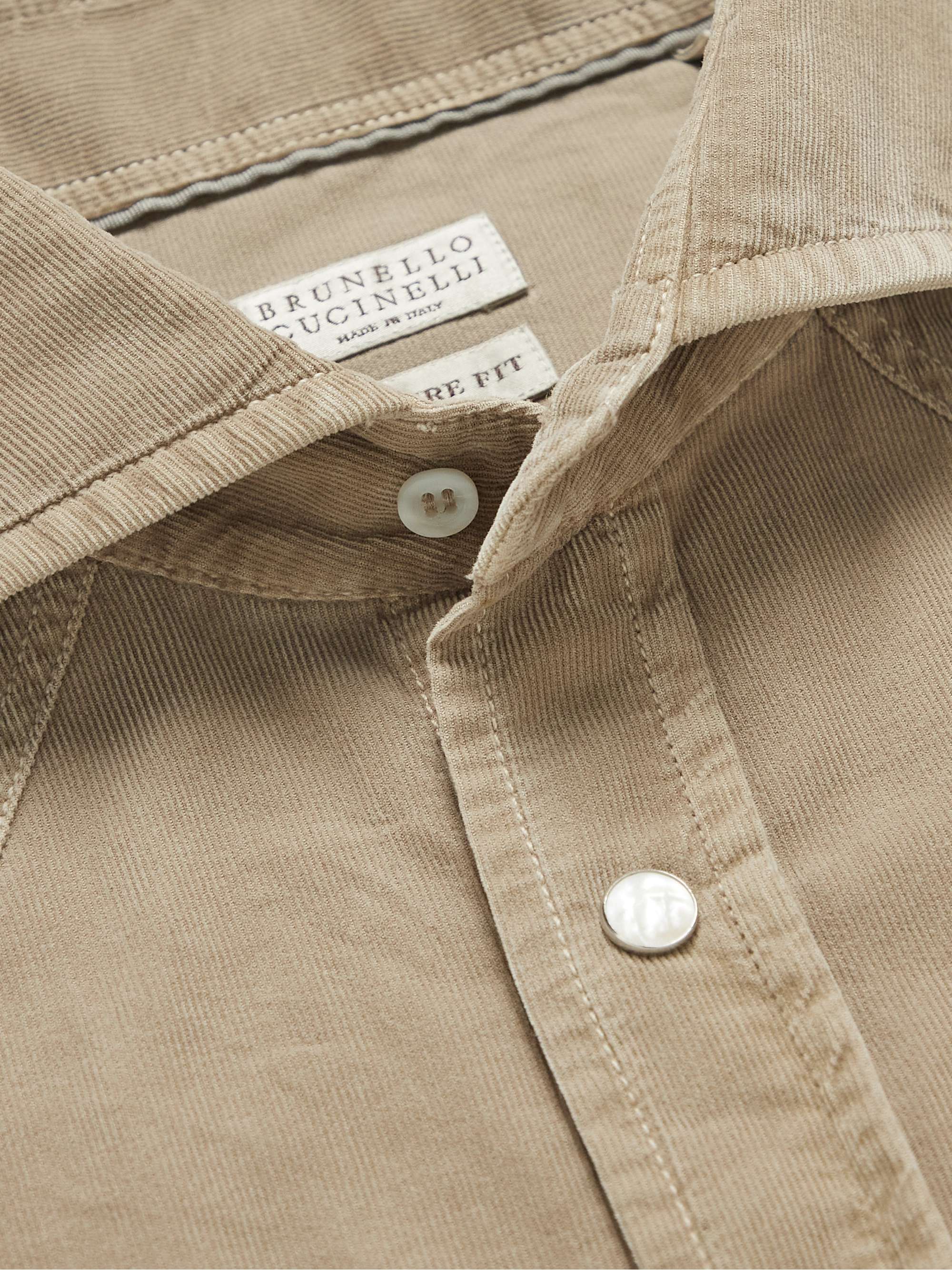 BRUNELLO CUCINELLI Garment-Dyed Cotton-Corduroy Western Shirt