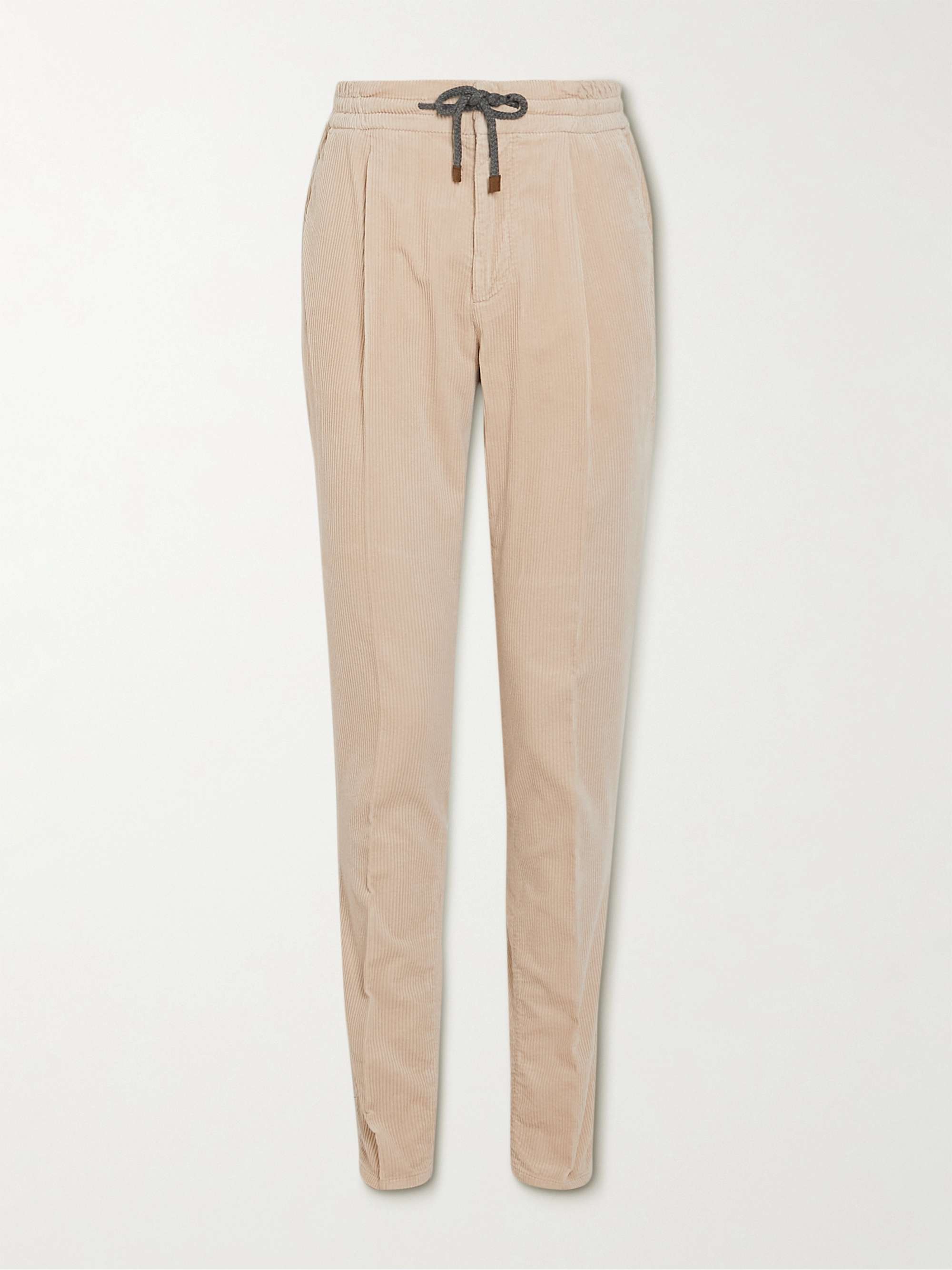 BRUNELLO CUCINELLI Tapered Cotton-Corduroy Drawstring Trousers