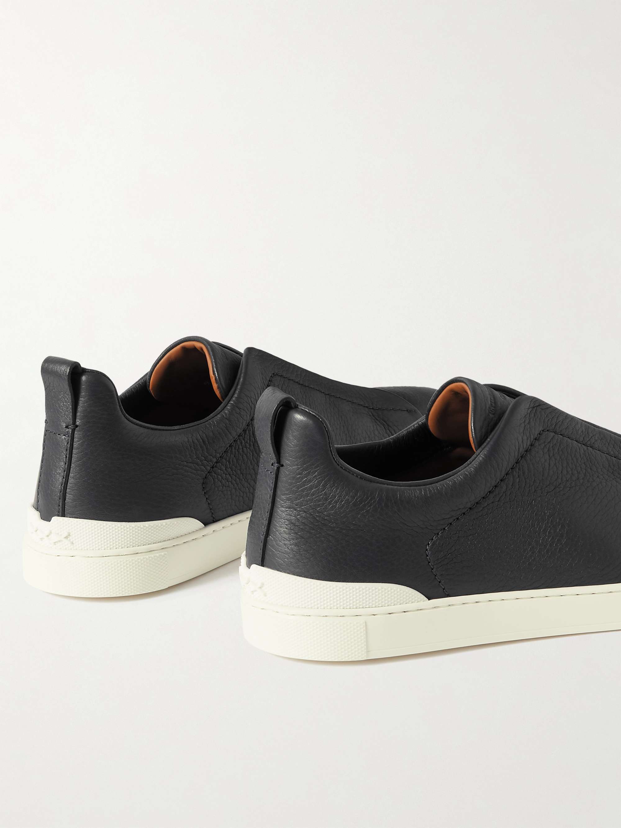 ZEGNA Full-Grain Leather Slip-On Sneakers