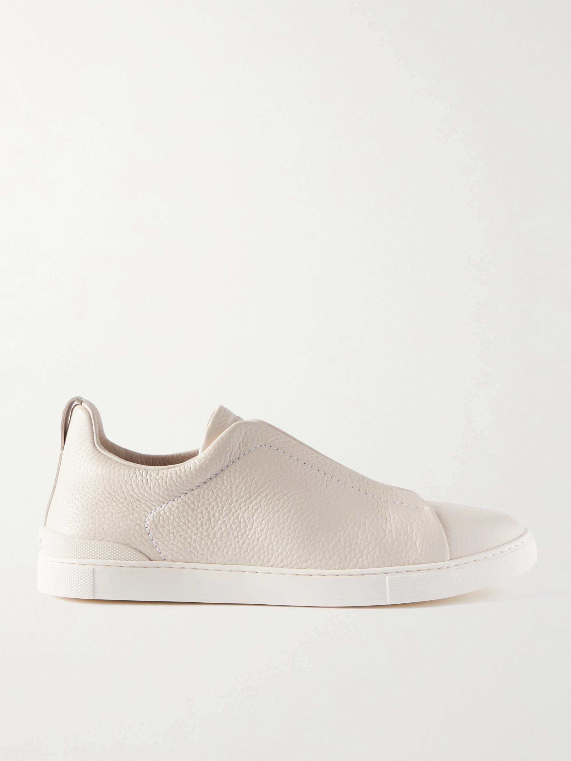 제냐 스니커즈 ZEGNA Full-Grain Leather Slip-On Sneakers,Off-white