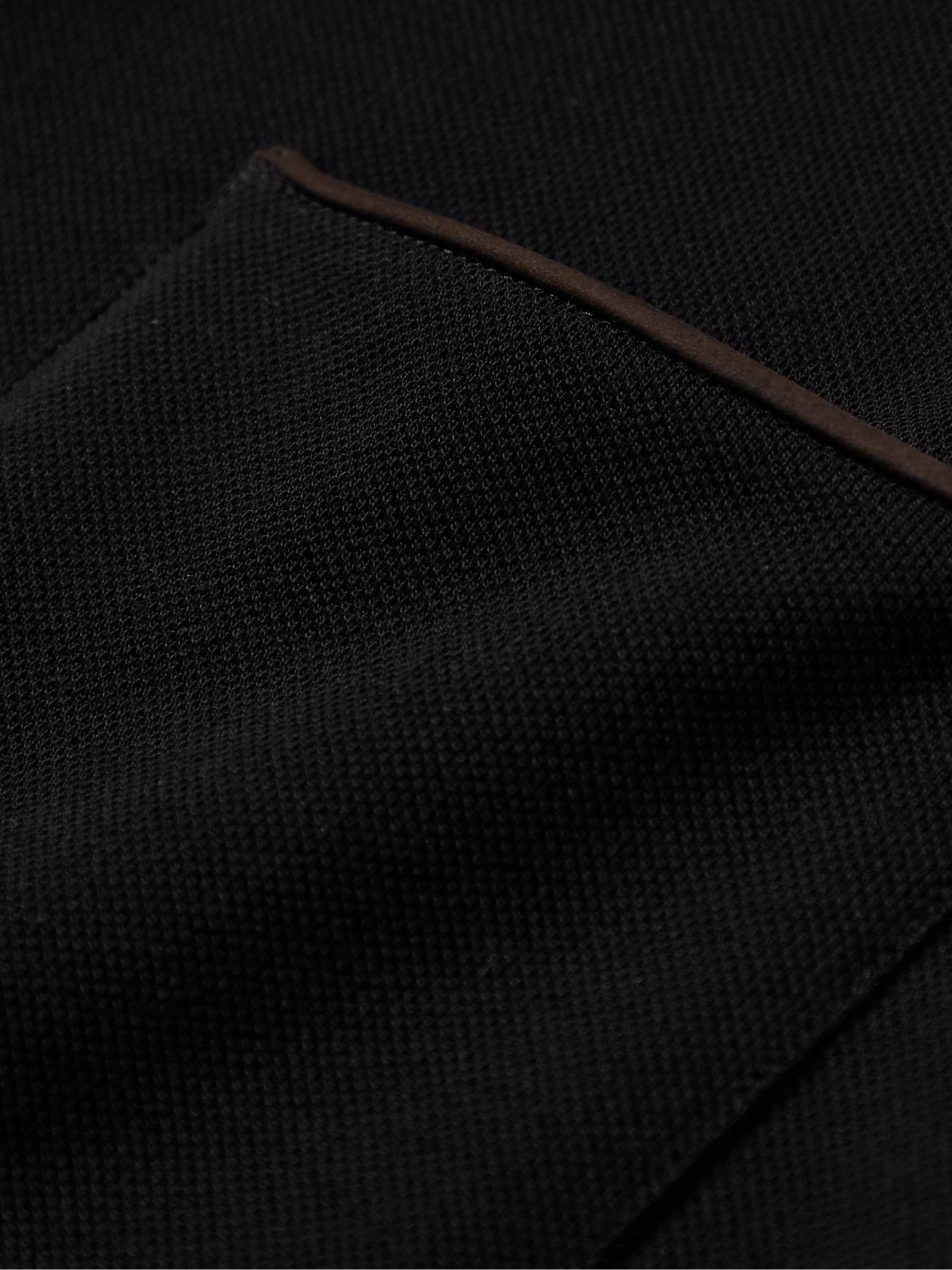 ZEGNA Leather-Trimmed Cotton-Piqué Polo Shirt