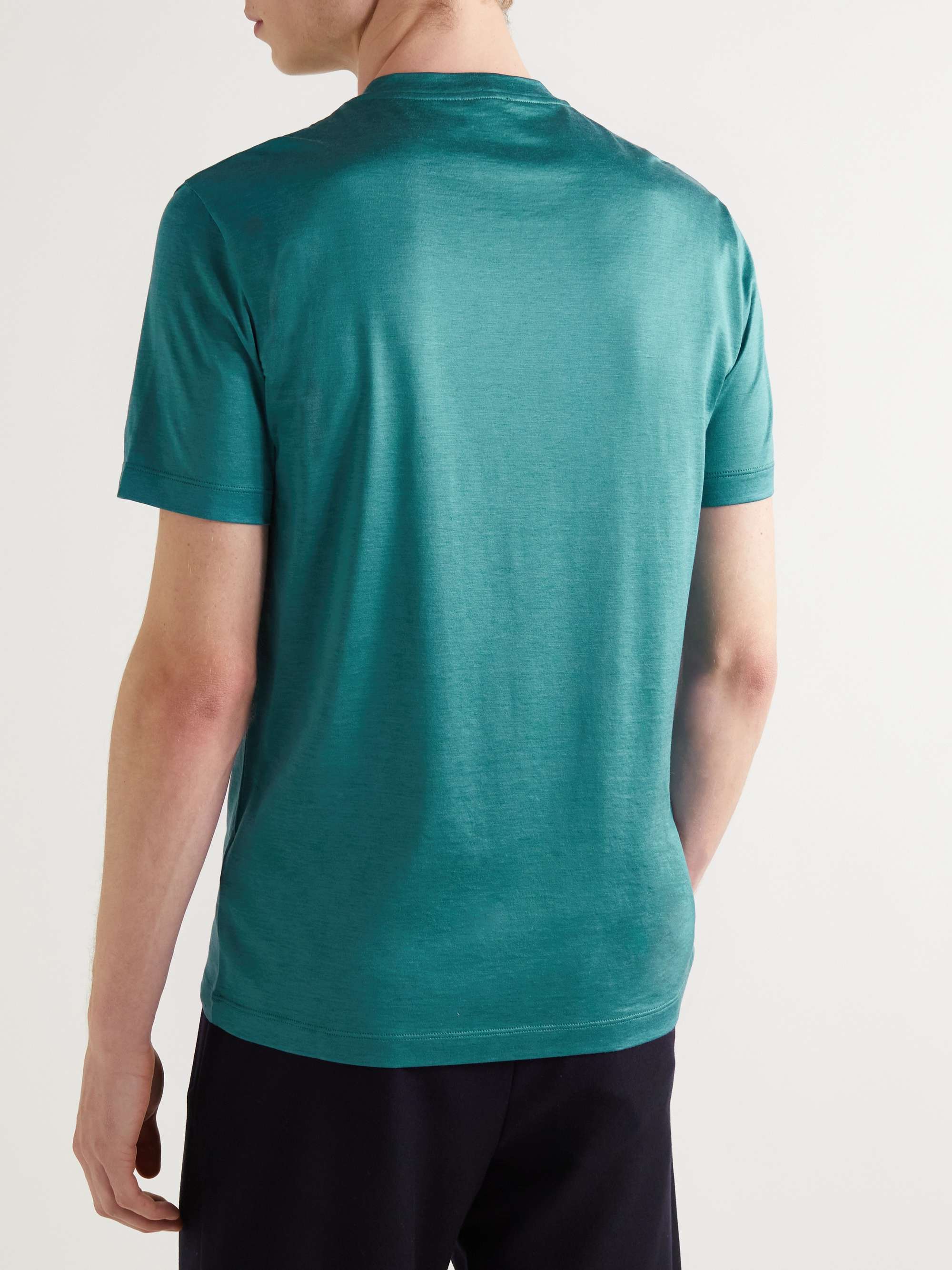 GIORGIO ARMANI Silk and Cotton-Blend-Jersey T-Shirt