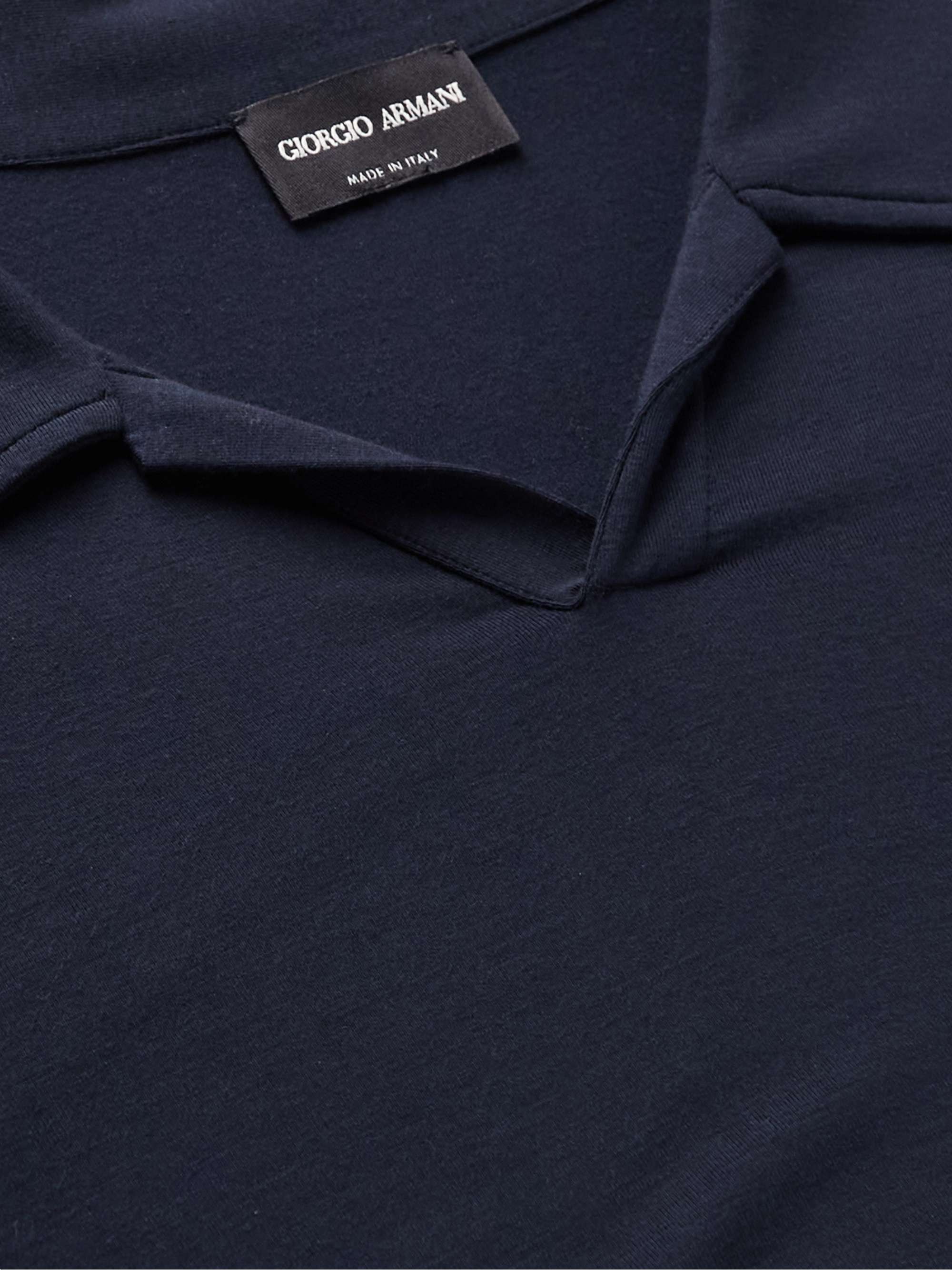 GIORGIO ARMANI Mercerised Stretch-Jersey Polo Shirt