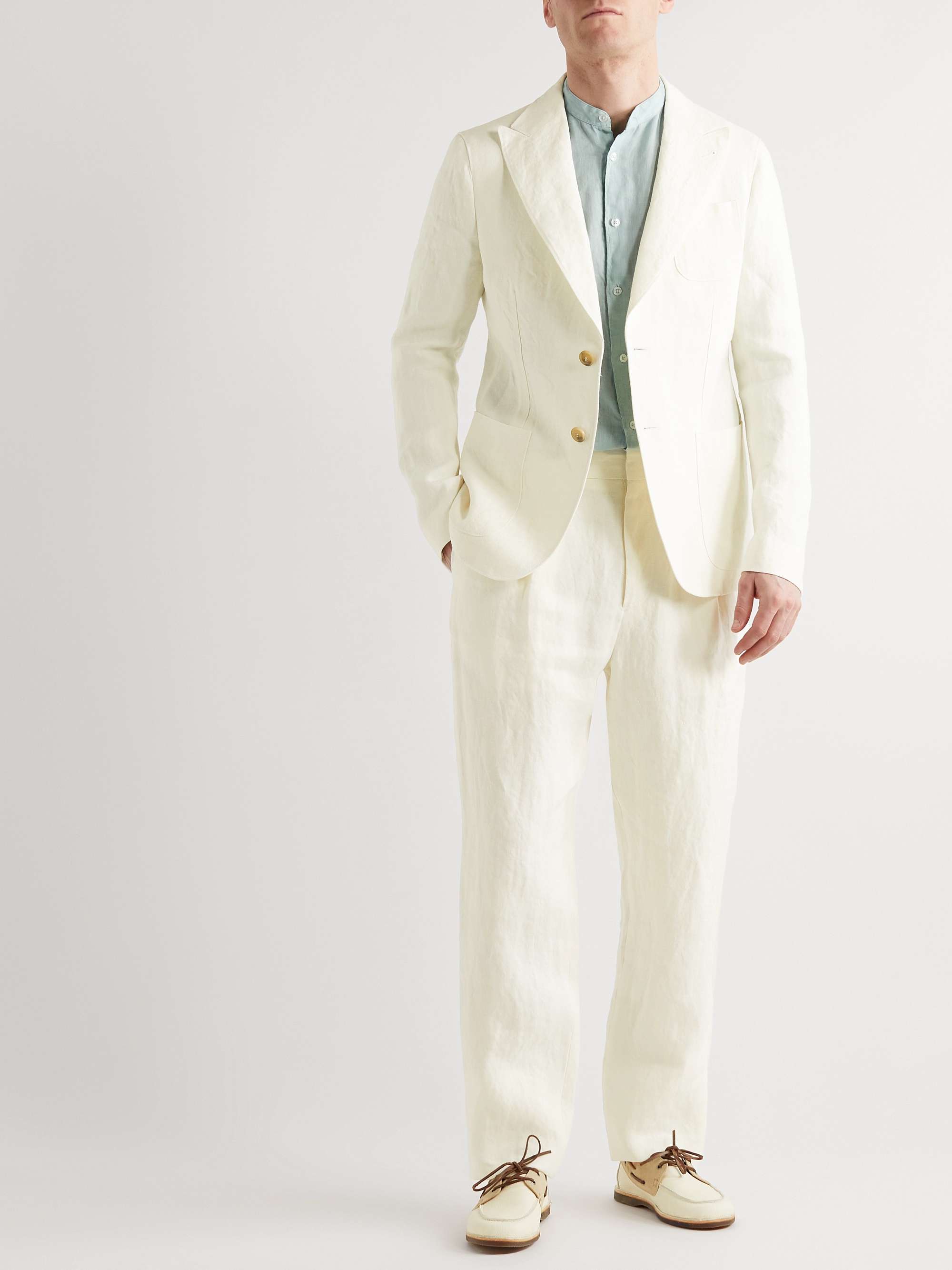 GIORGIO ARMANI Straight-Leg Pleated Linen Suit Trousers