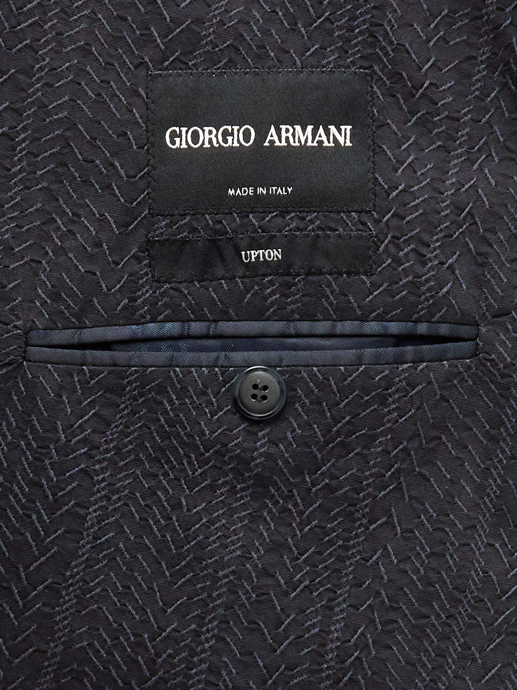 GIORGIO ARMANI Upton Unstructured Double-Breasted Topstitched Cotton-Blend Blazer